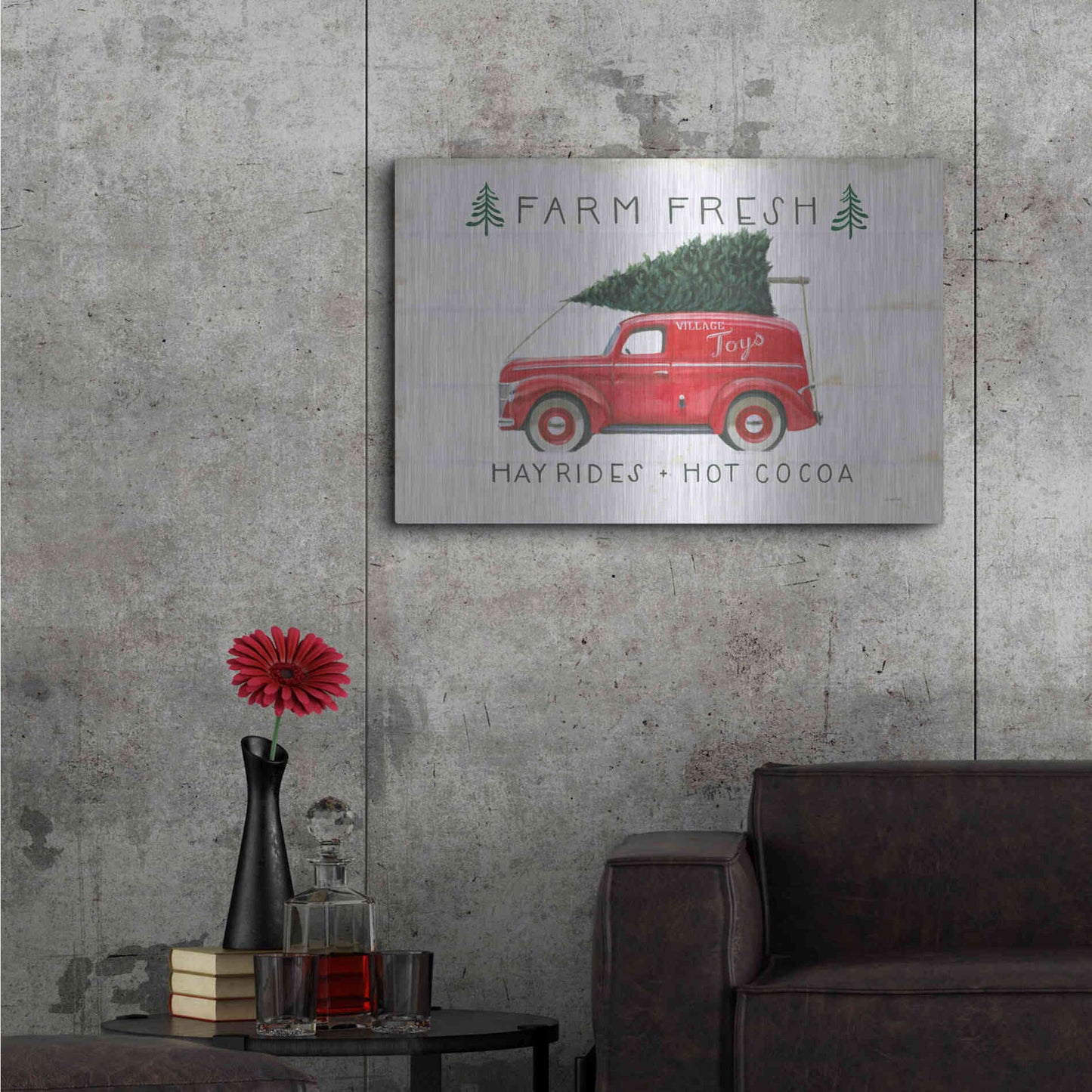 Luxe Metal Art 'Christmas Farm VI' by James Wiens, Metal Wall Art,36x24