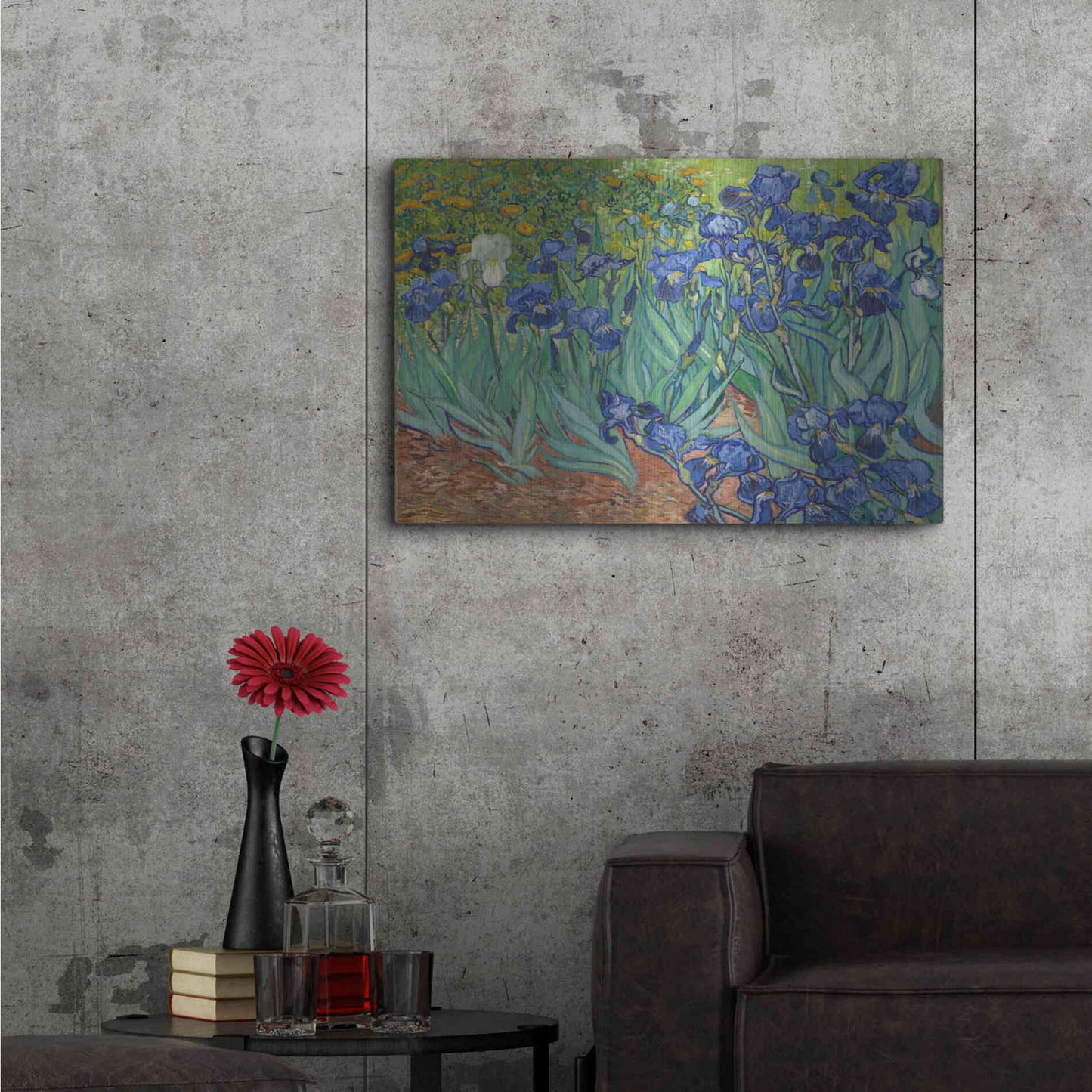 Luxe Metal Art 'Irises' by Vincent Van Gogh, Metal Wall Art,36x24