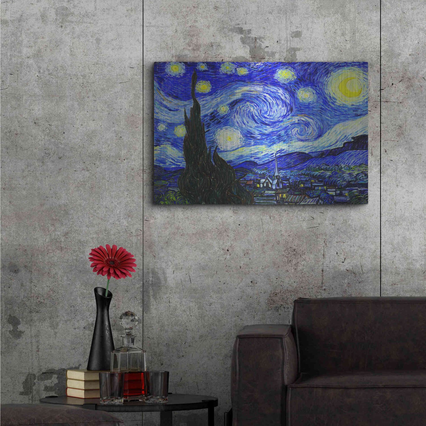 Luxe Metal Art 'The Starry Night' by Vincent Van Gogh, Metal Wall Art,36x24