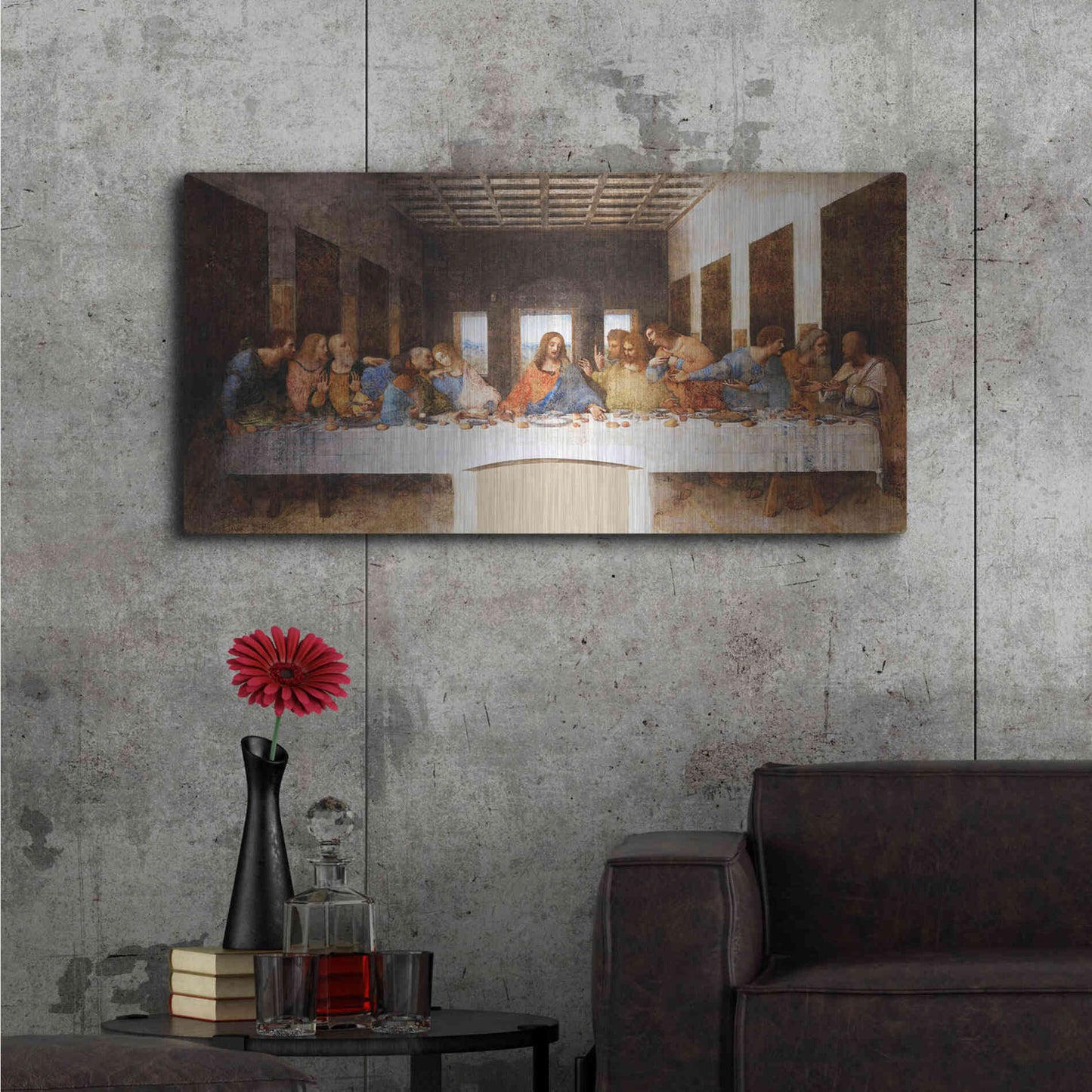 Luxe Metal Art 'The Last Supper' by Leonardo Da Vinci, Metal Wall Art,48x24
