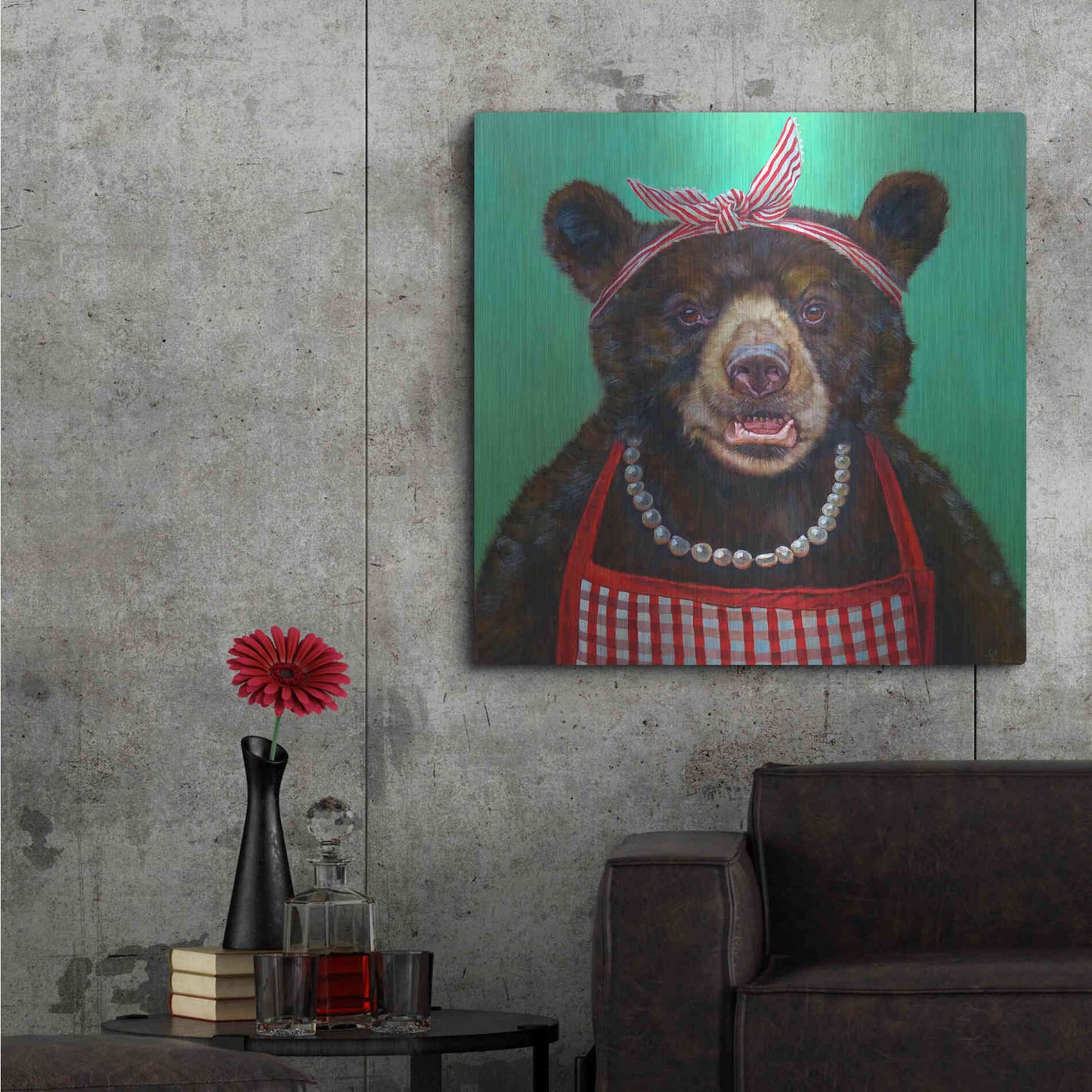 Luxe Metal Art 'Mama Bear' by Lucia Heffernan, Metal Wall Art,36x36