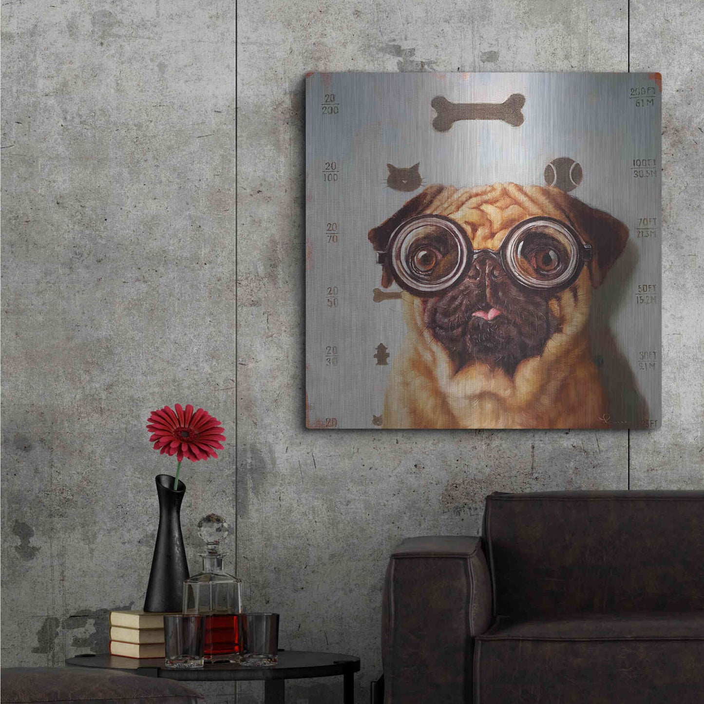 Luxe Metal Art 'Canine Eye Exam' by Lucia Heffernan, Metal Wall Art,36x36