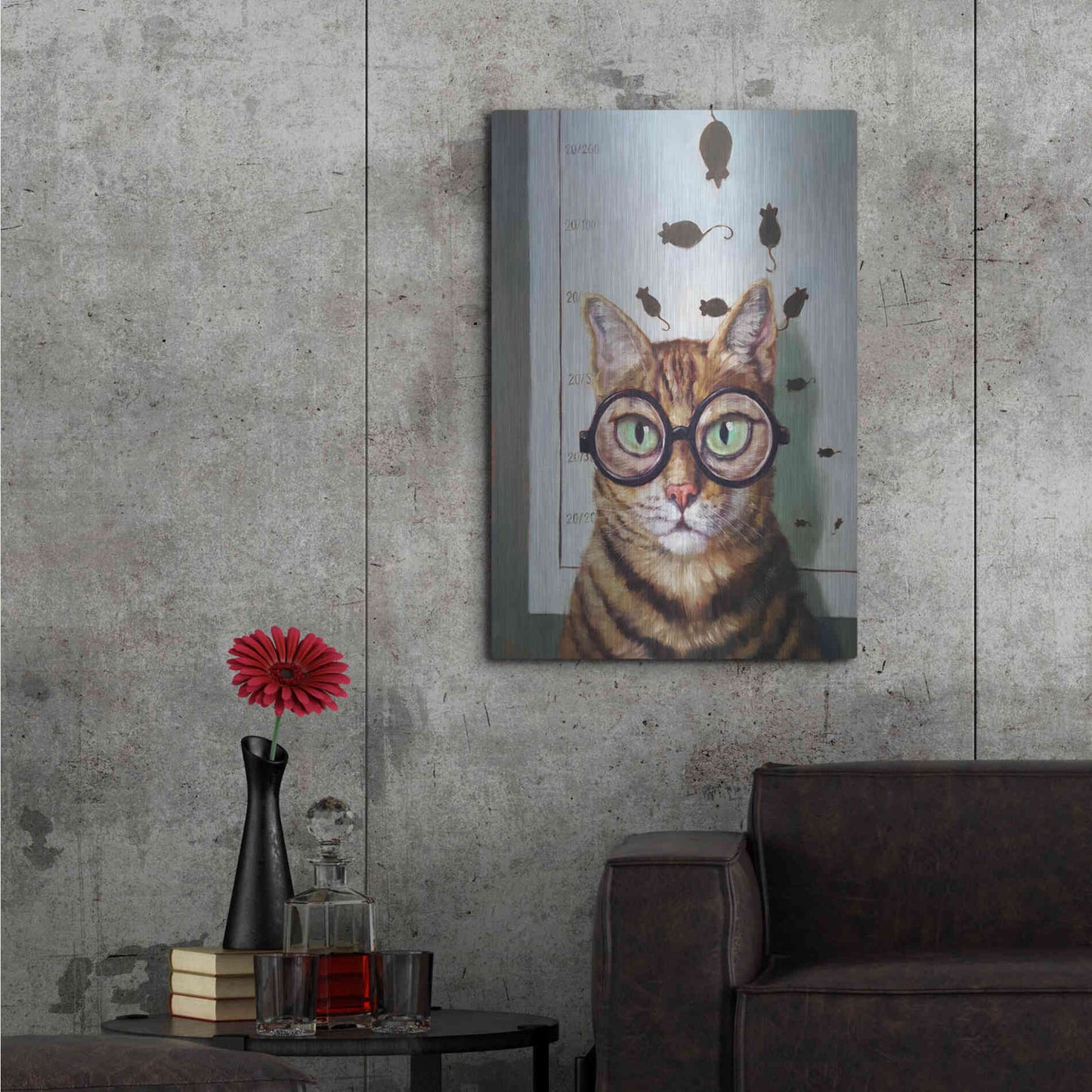 Luxe Metal Art 'Feline Eye Exam' by Lucia Heffernan, Metal Wall Art,24x36
