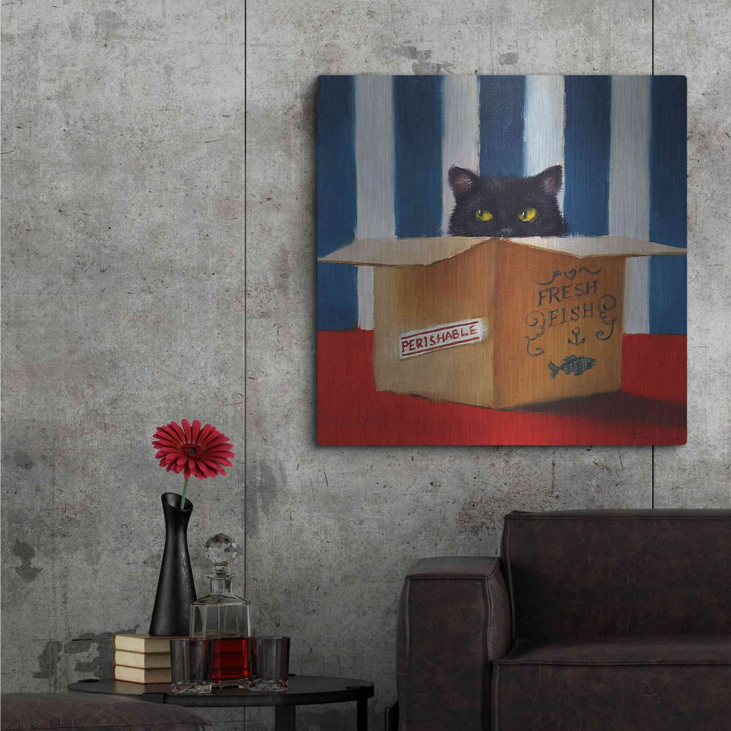 Luxe Metal Art 'Cat Burglar' by Lucia Heffernan, Metal Wall Art,36x36