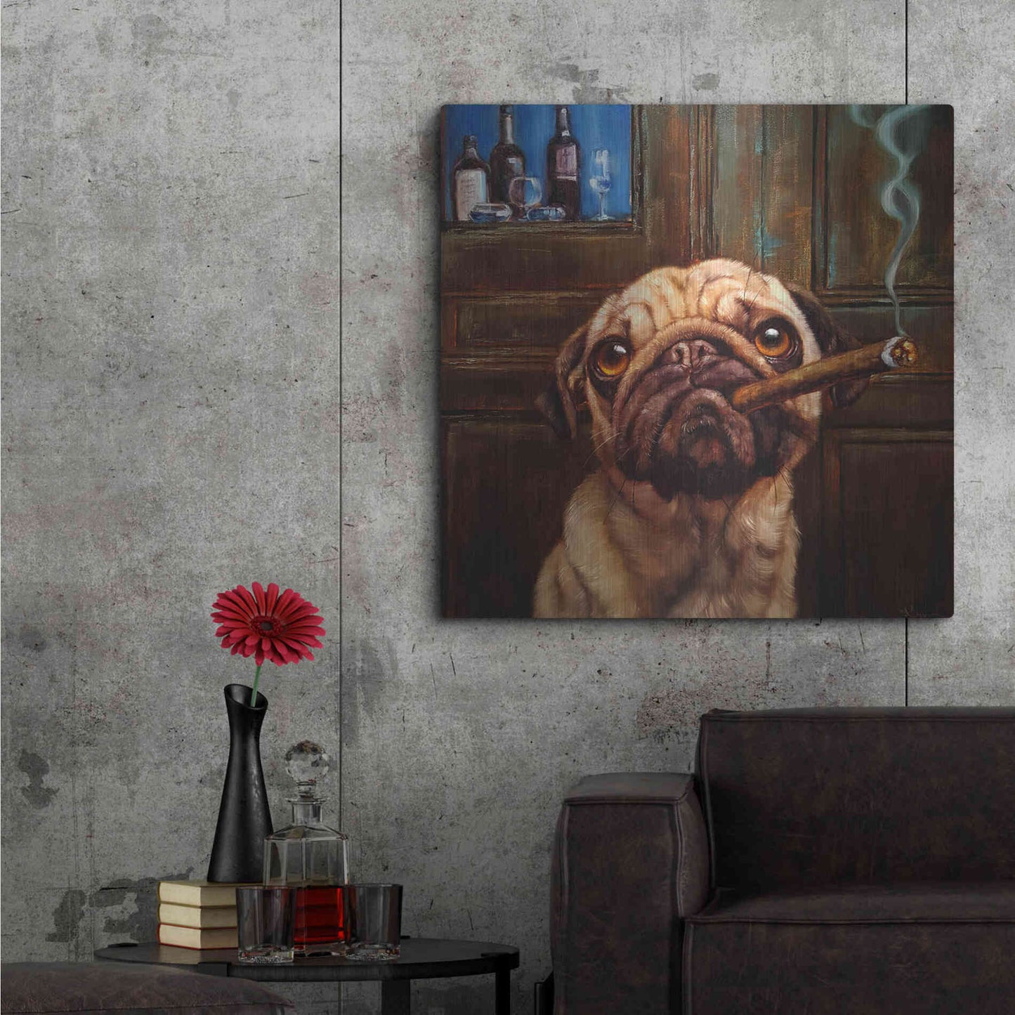 Luxe Metal Art 'Uptown Pug' by Lucia Heffernan, Metal Wall Art,36x36