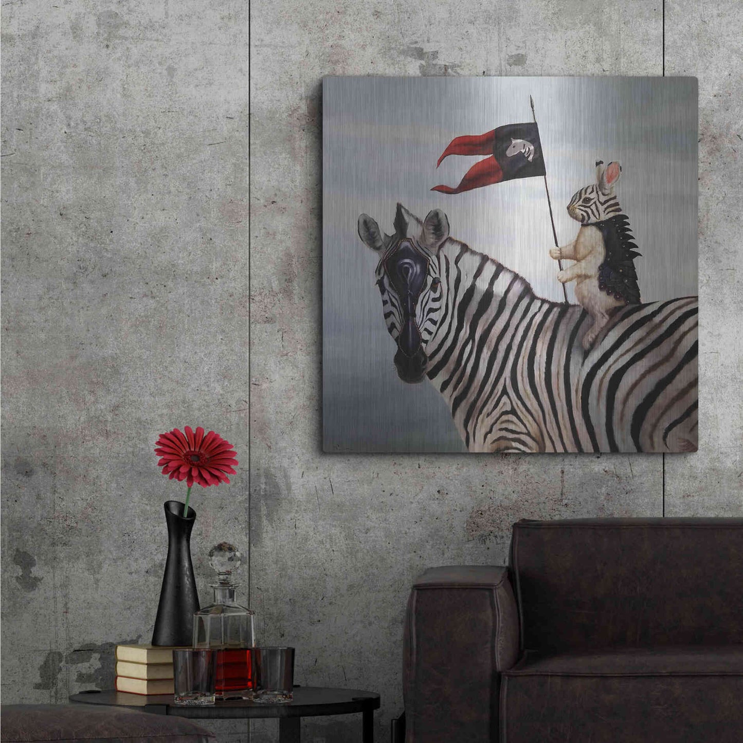 Luxe Metal Art 'Striped Warrior' by Lucia Heffernan, Metal Wall Art,36x36