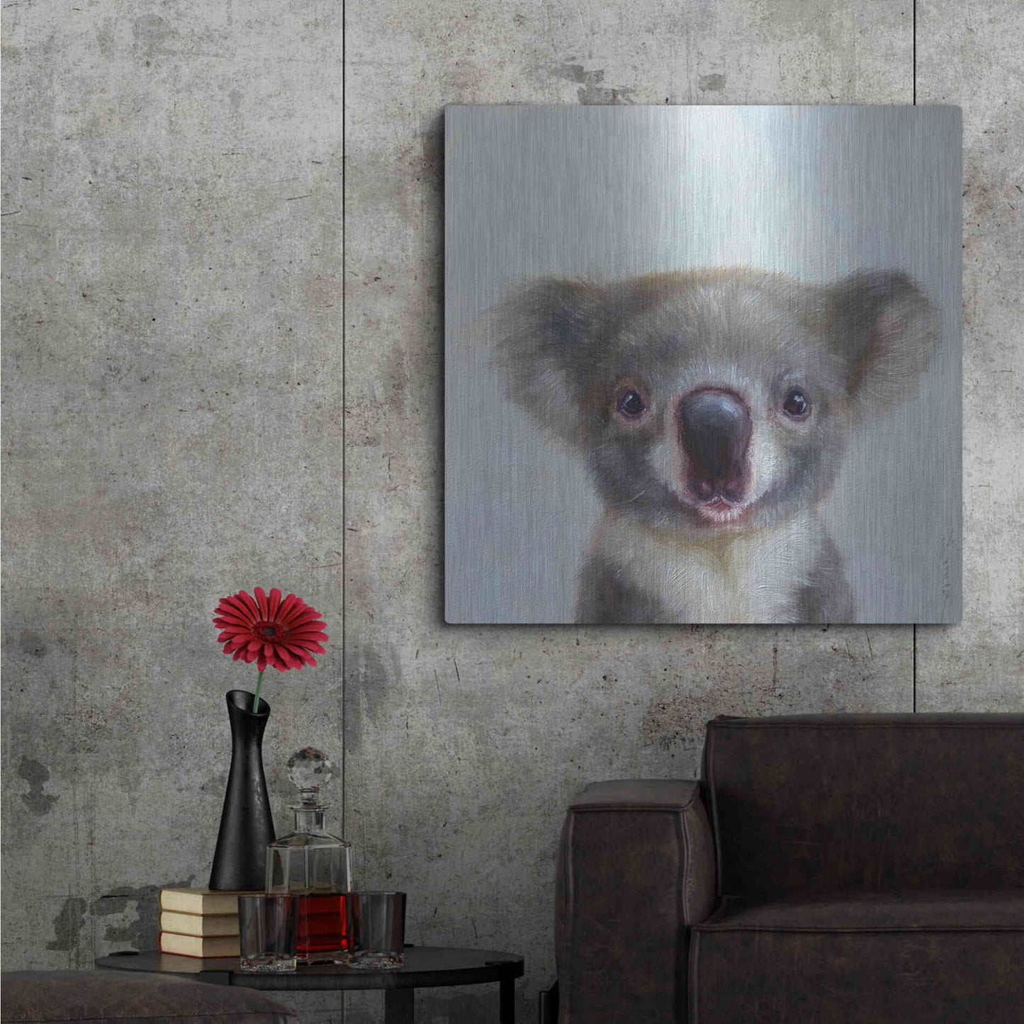 Luxe Metal Art 'Lil Koala' by Lucia Heffernan, Metal Wall Art,36x36