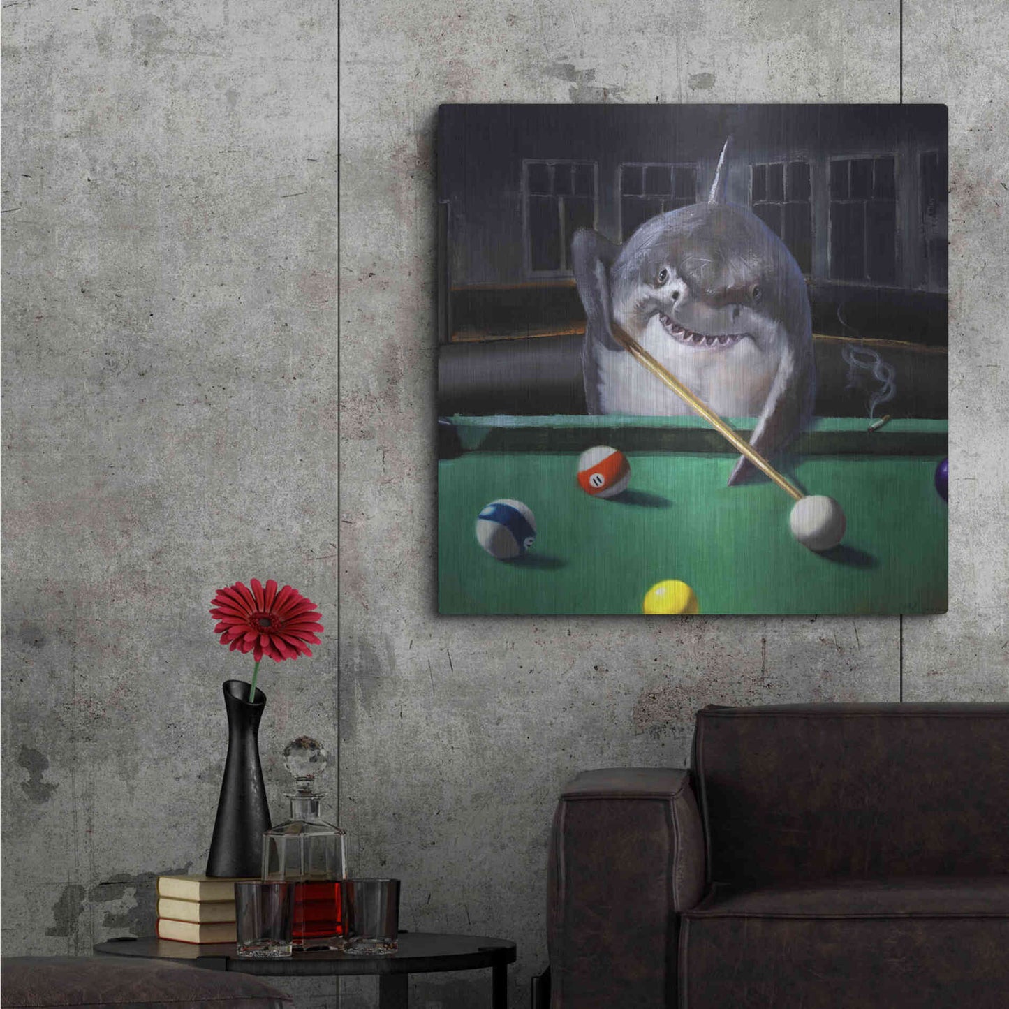 Luxe Metal Art 'Pool Shark' by Lucia Heffernan, Metal Wall Art,36x36