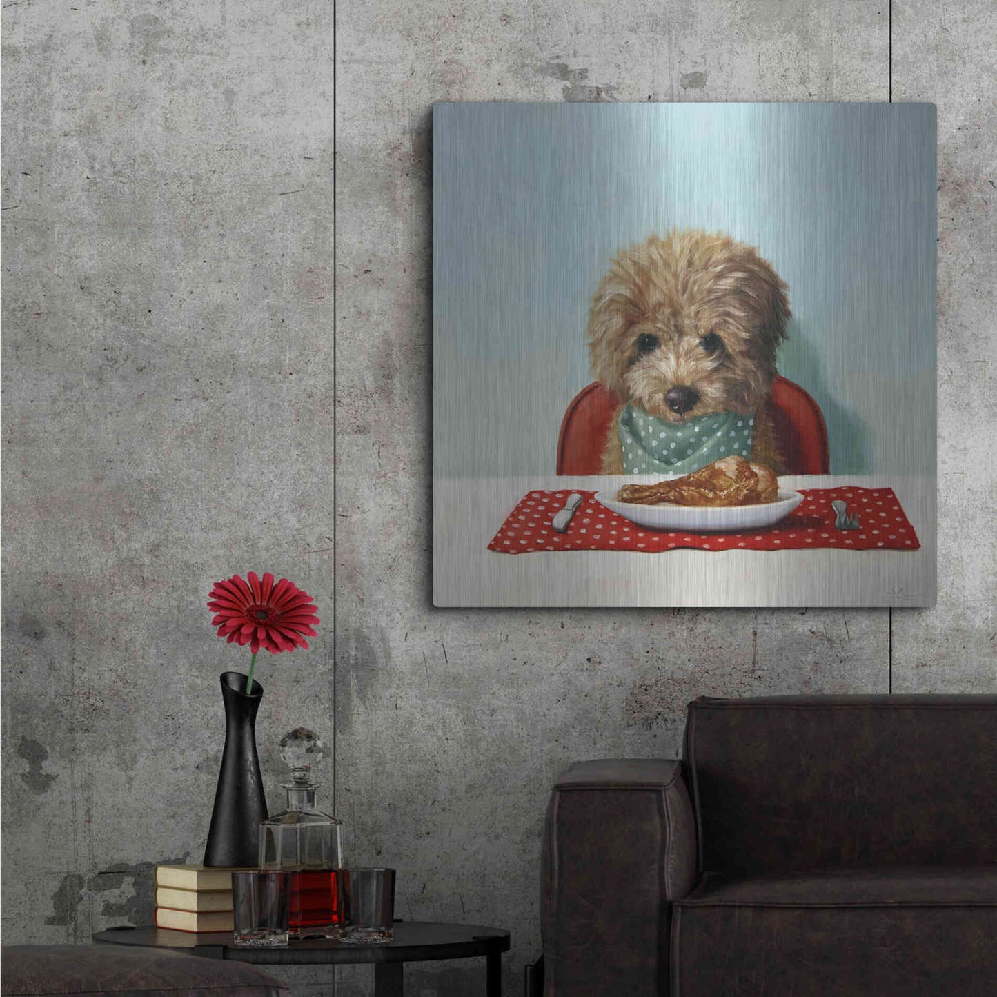 Luxe Metal Art 'Puppy Chow' by Lucia Heffernan, Metal Wall Art,36x36