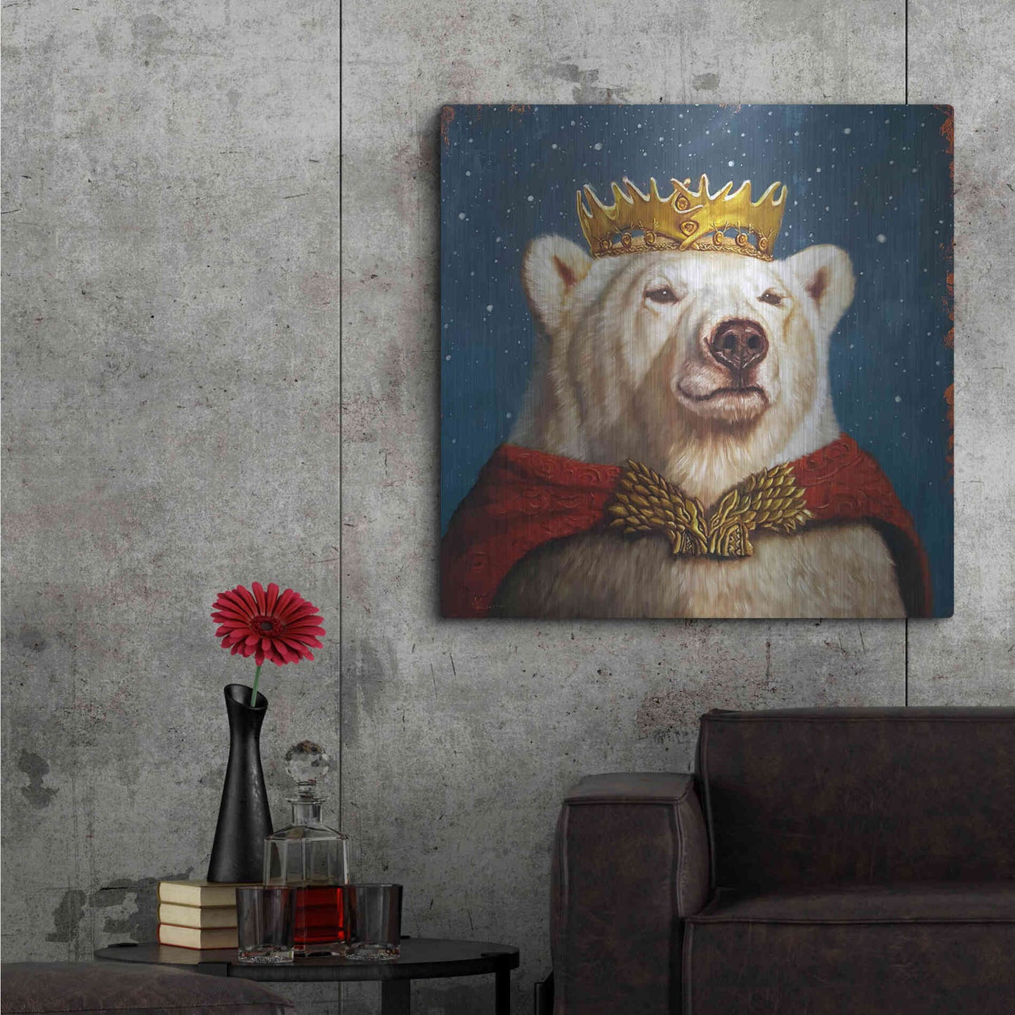 Luxe Metal Art 'Snow King' by Lucia Heffernan, Metal Wall Art,36x36
