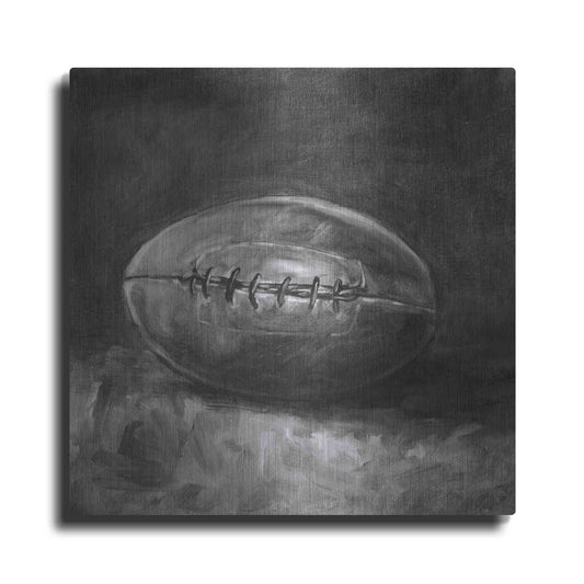 Luxe Metal Art 'Rustic Sports IV Black and White' by Ethan Harper, Metal Wall Art