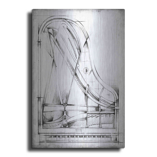 Luxe Metal Art 'Inverted Grand Piano Diagram' by Ethan Harper, Metal Wall Art