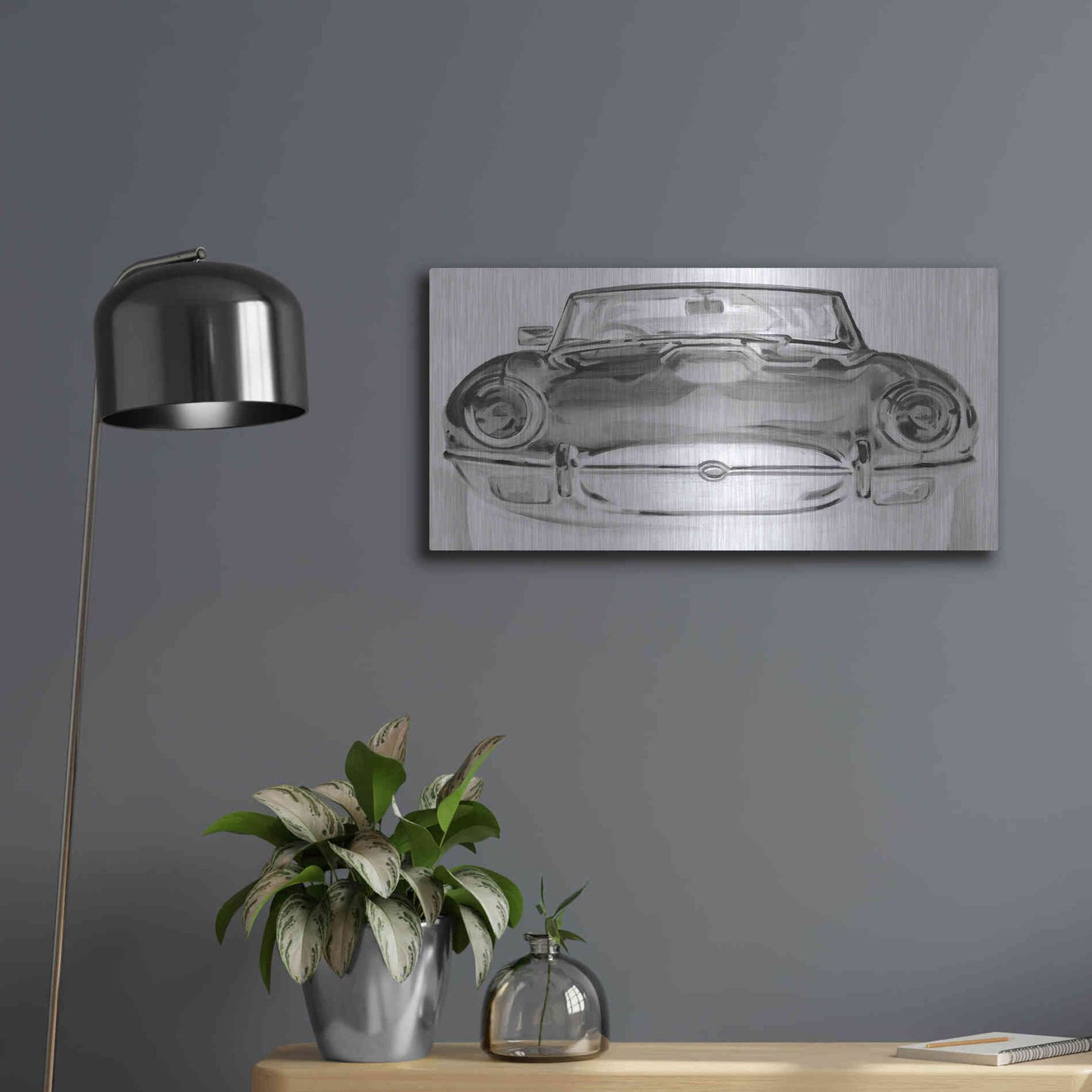 Luxe Metal Art 'Inverted European Sports Car I' by Ethan Harper, Metal Wall Art,24x12