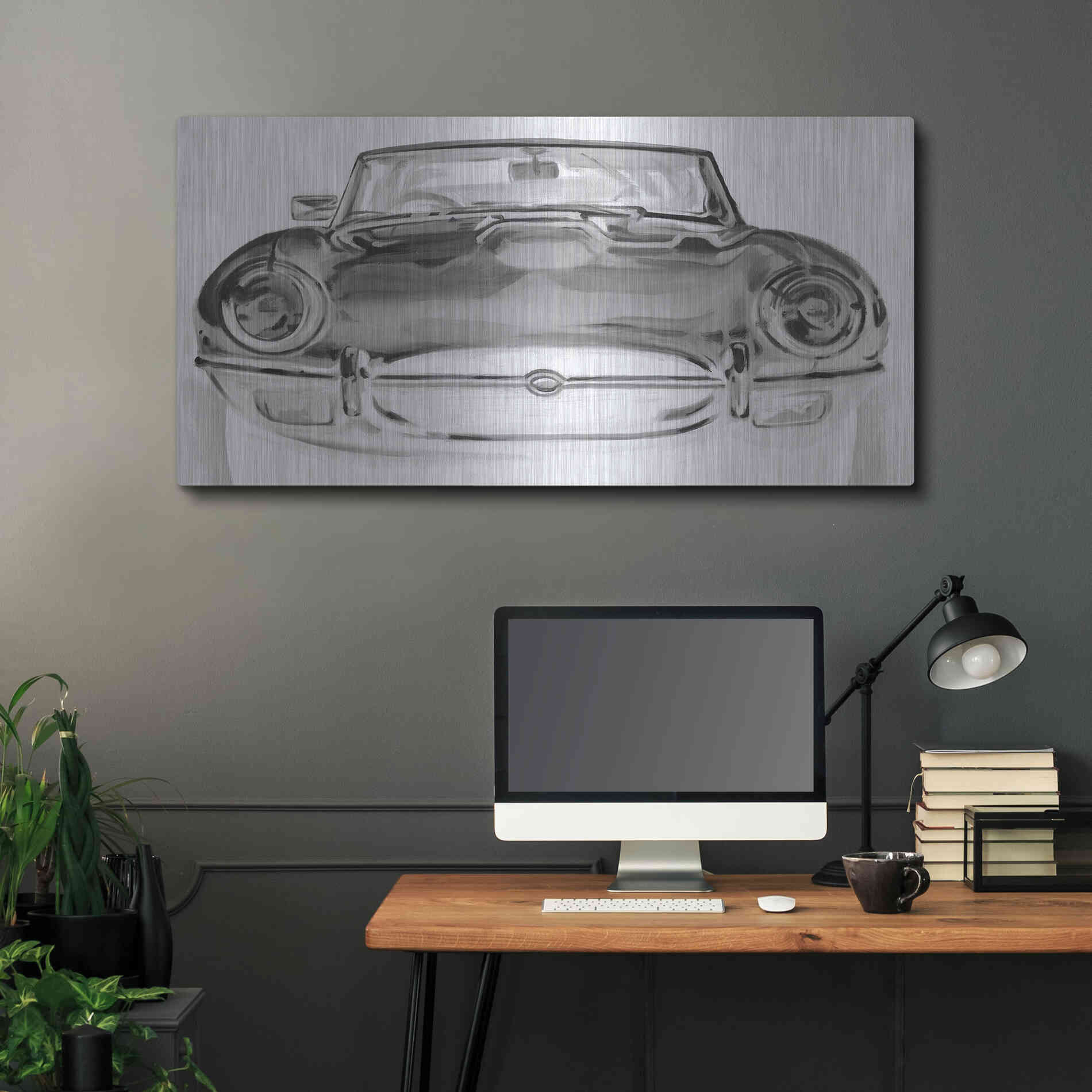 Luxe Metal Art 'Inverted European Sports Car I' by Ethan Harper, Metal Wall Art,48x24
