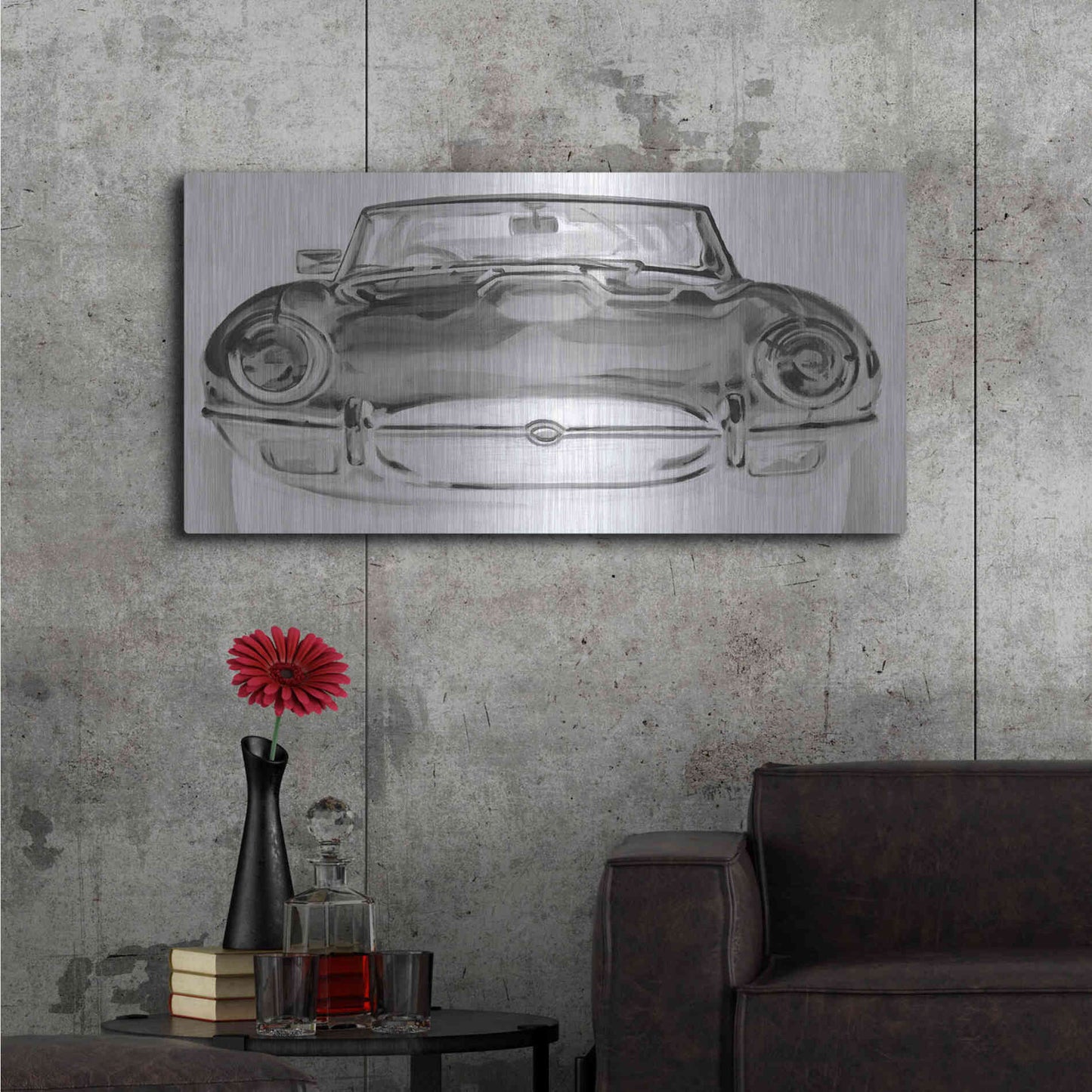 Luxe Metal Art 'Inverted European Sports Car I' by Ethan Harper, Metal Wall Art,48x24
