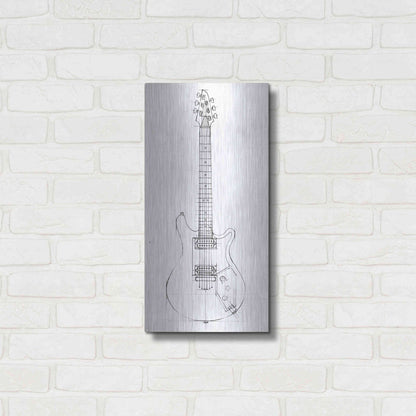 Luxe Metal Art 'Inverted Electric Guitar Blueprint II' by Ethan Harper, Metal Wall Art,12x24