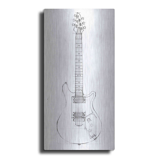Luxe Metal Art 'Inverted Electric Guitar Blueprint II' by Ethan Harper, Metal Wall Art