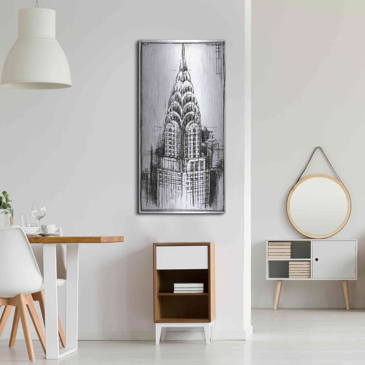 Luxe Metal Art 'Inverted Chrysler Blueprint' by Ethan Harper, Metal Wall Art,24x48