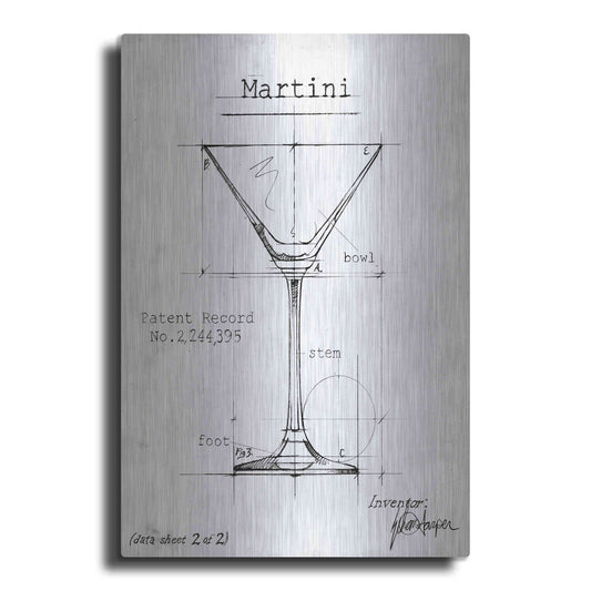 Luxe Metal Art 'Barware Blueprint V' by Ethan Harper, Metal Wall Art