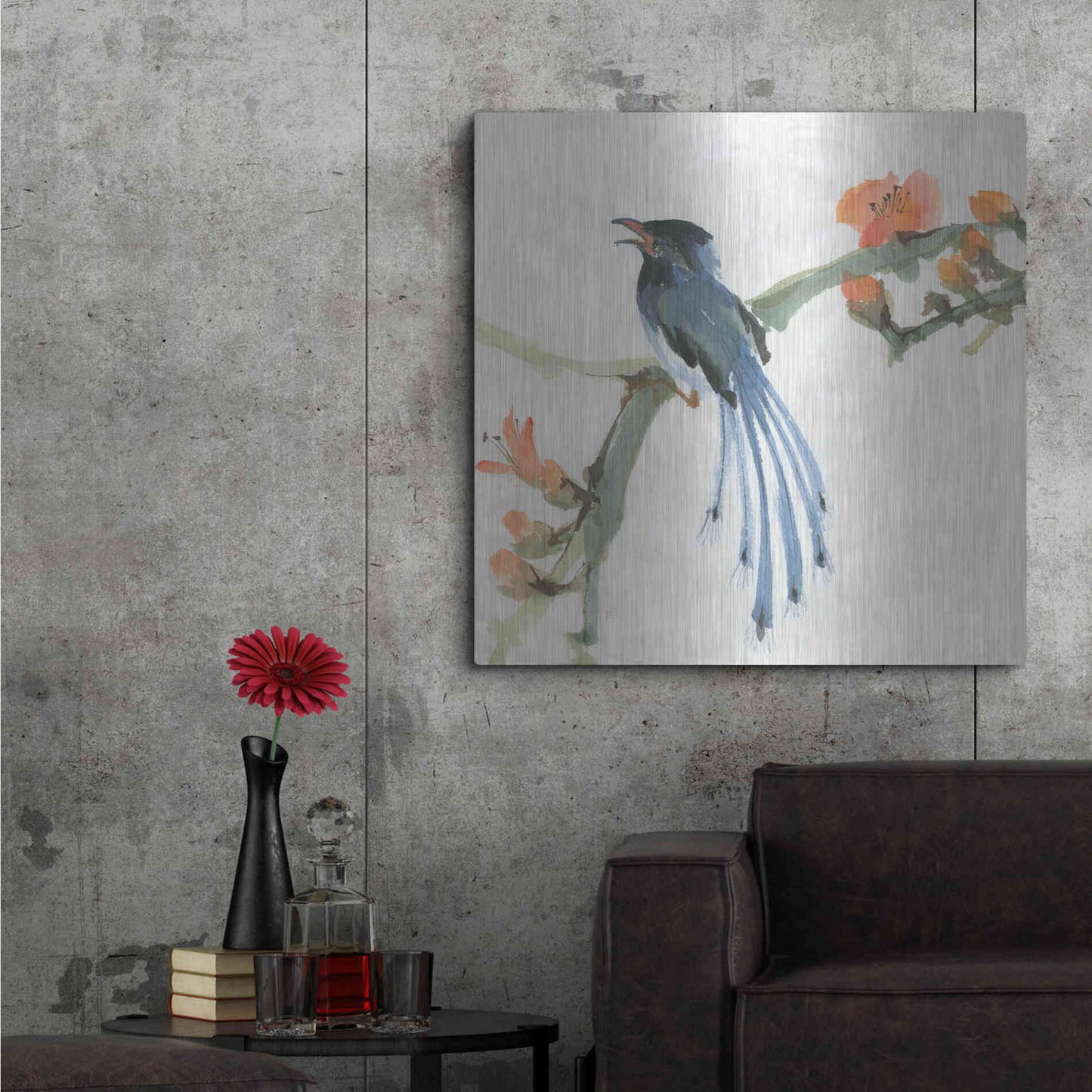 Luxe Metal Art 'Formosan Blue Magpie' by Chris Paschke, Metal Wall Art,36x36