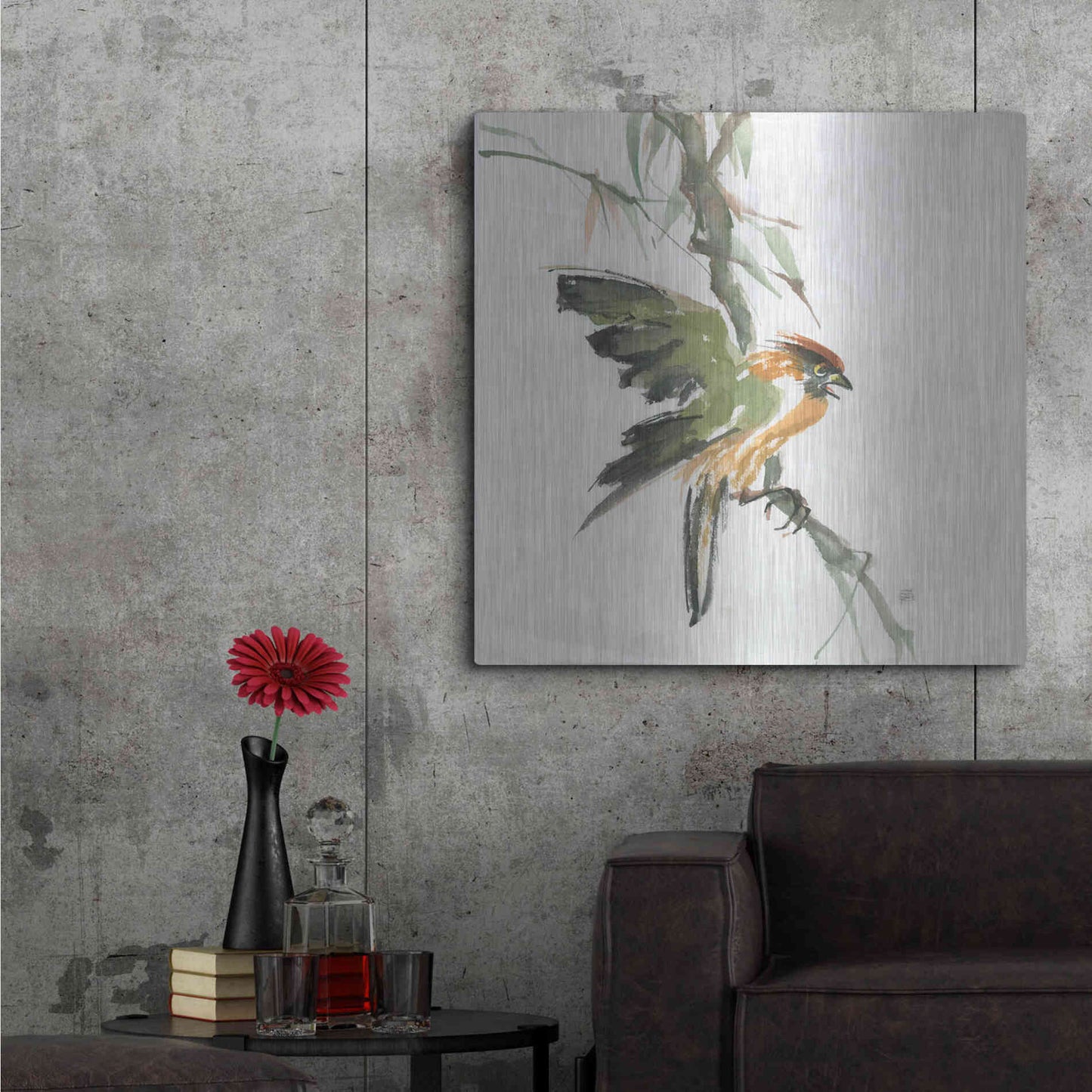 Luxe Metal Art 'Formosan Firecrest' by Chris Paschke, Metal Wall Art,36x36