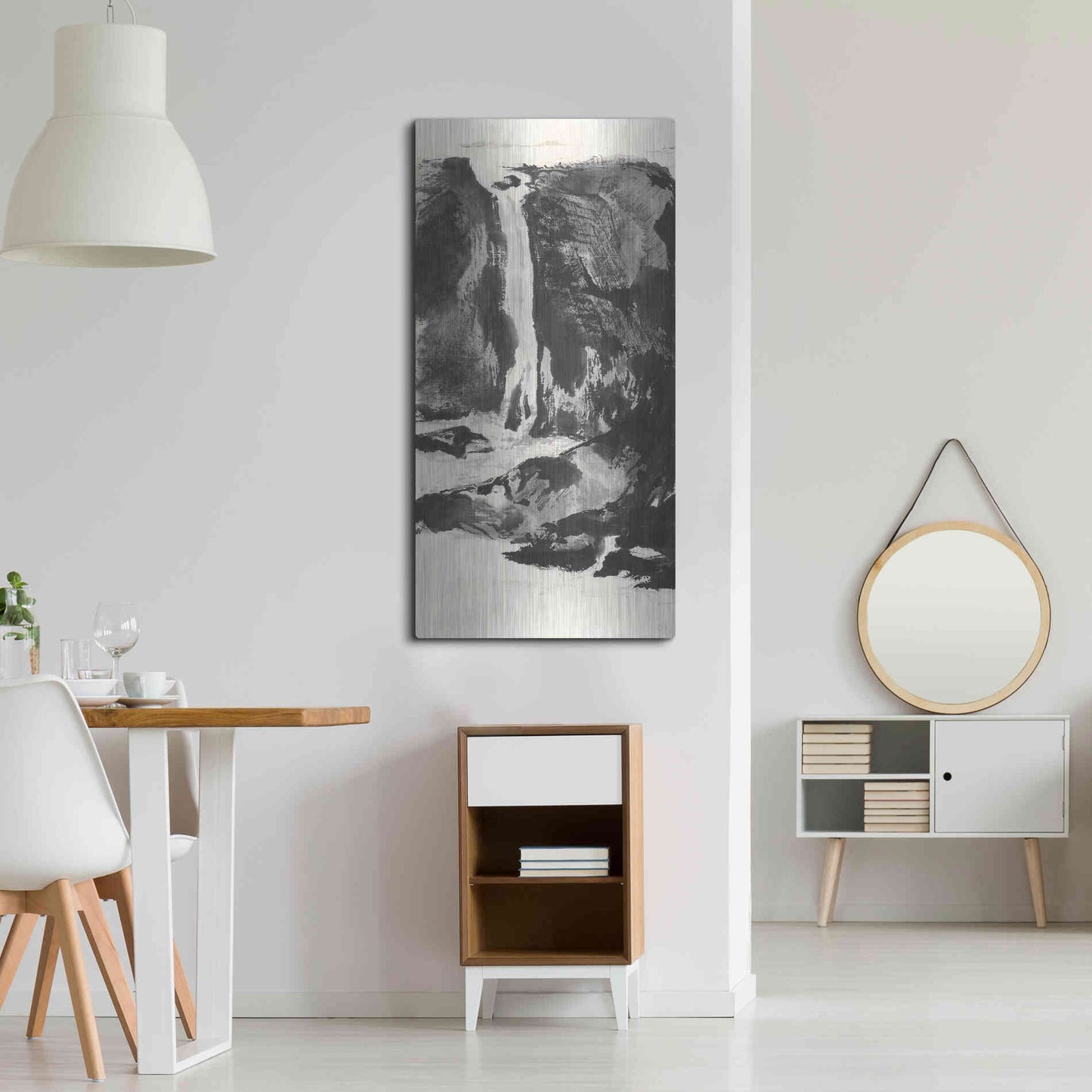 Luxe Metal Art 'Sumi Waterfall View I' by Chris Paschke, Metal Wall Art,24x48