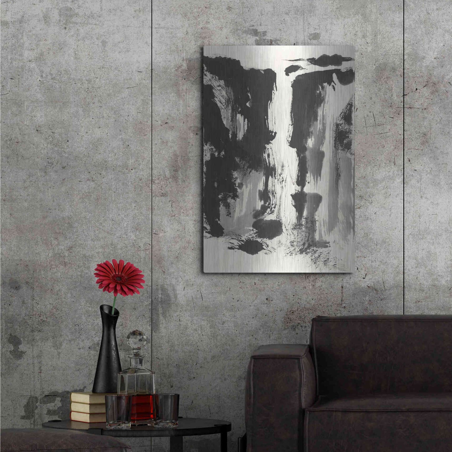Luxe Metal Art 'Sumi Waterfall View IV' by Chris Paschke, Metal Wall Art,24x36