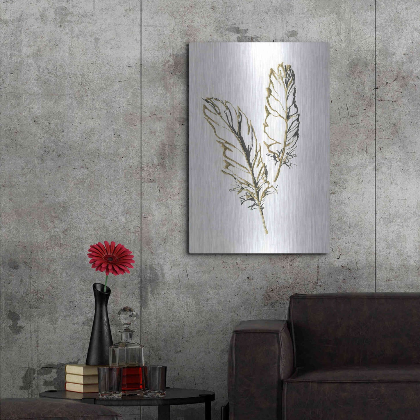 Luxe Metal Art 'Gilded Barn Owl Feather' by Chris Paschke, Metal Wall Art,24x36
