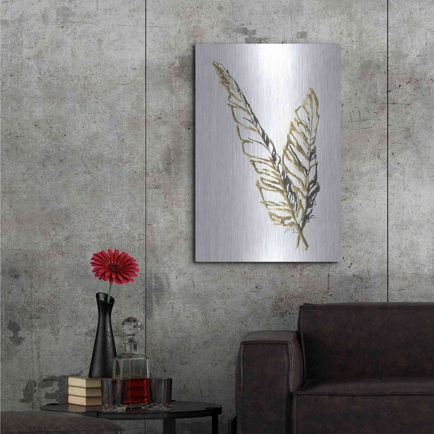 Luxe Metal Art 'Gilded Raven Feather' by Chris Paschke, Metal Wall Art,24x36