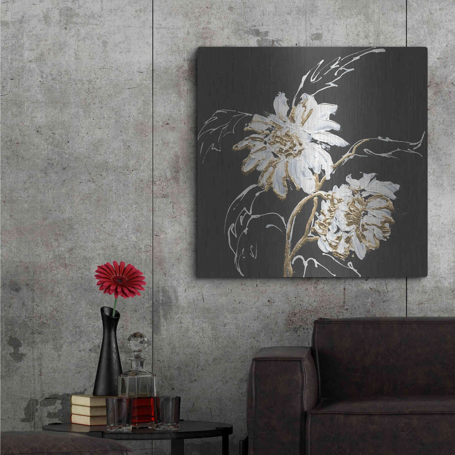 Luxe Metal Art 'Gilded Sunflowers' by Chris Paschke, Metal Wall Art,36x36