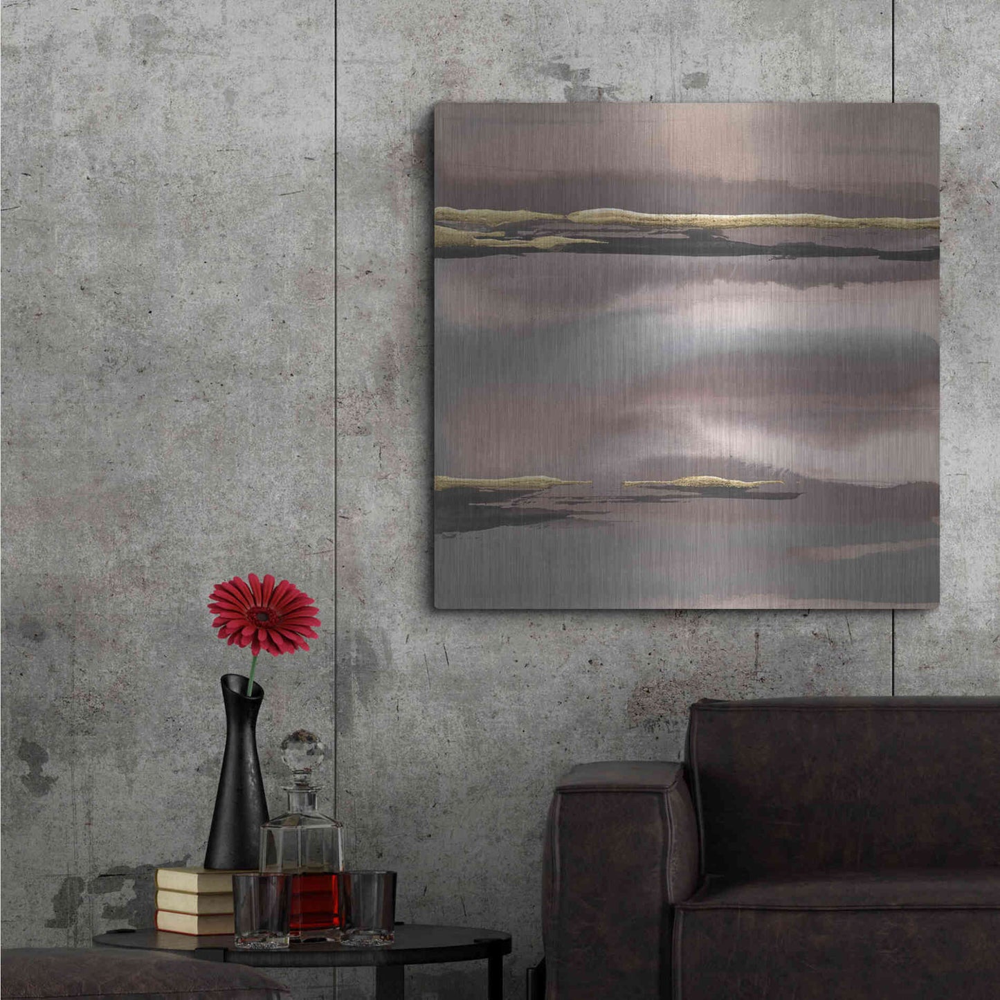 Luxe Metal Art 'Gilded Morning Fog I' by Chris Paschke, Metal Wall Art,36x36