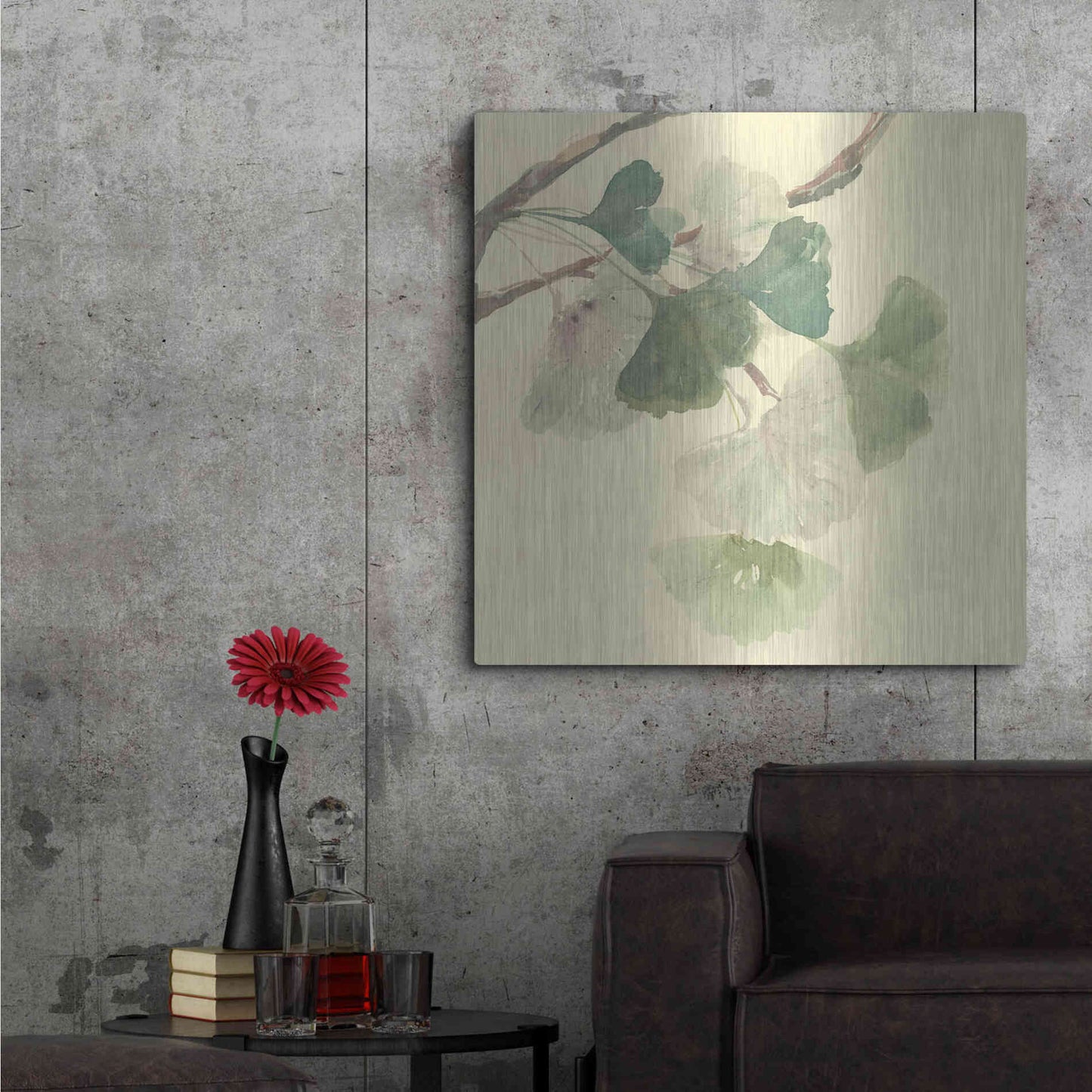 Luxe Metal Art 'Gingko Leaves I' by Chris Paschke, Metal Wall Art,36x36
