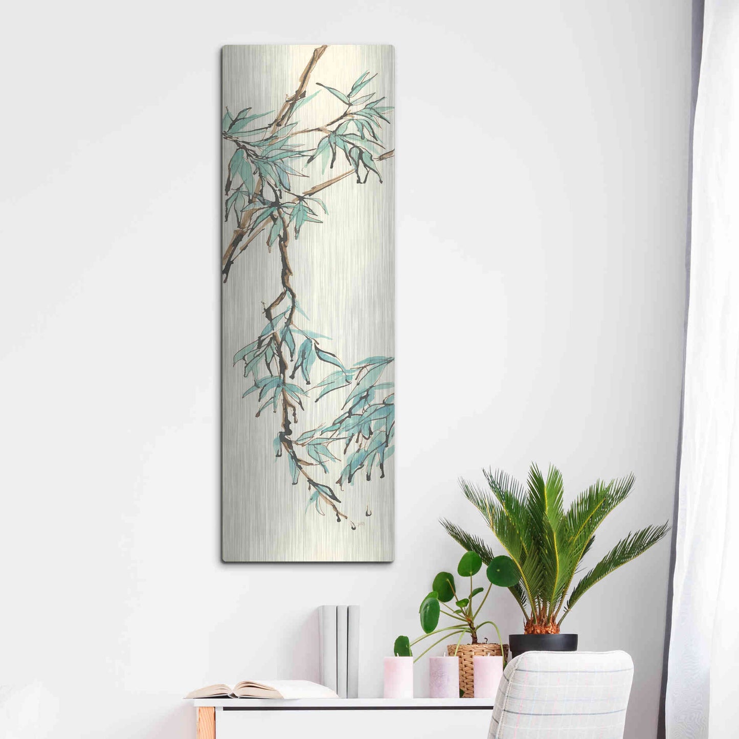 Luxe Metal Art 'Summer Bamboo II' by Chris Paschke, Metal Wall Art,16x48
