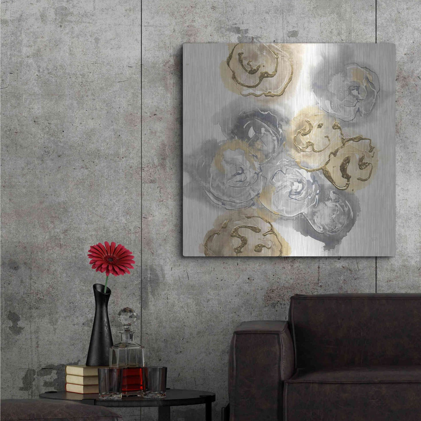 Luxe Metal Art 'Gold Edged Neutral I' by Chris Paschke, Metal Wall Art,36x36
