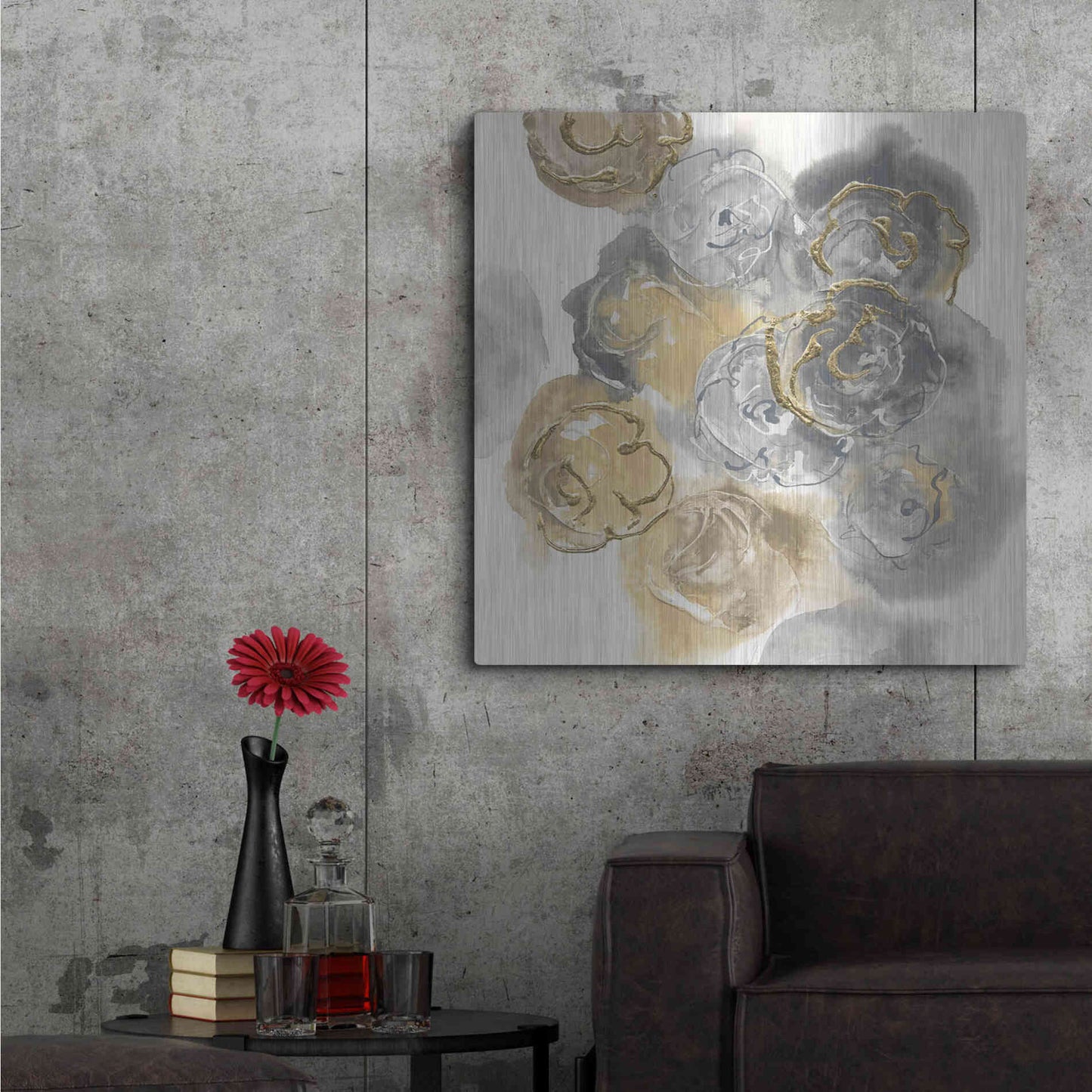 Luxe Metal Art 'Gold Edged Neutral II' by Chris Paschke, Metal Wall Art,36x36