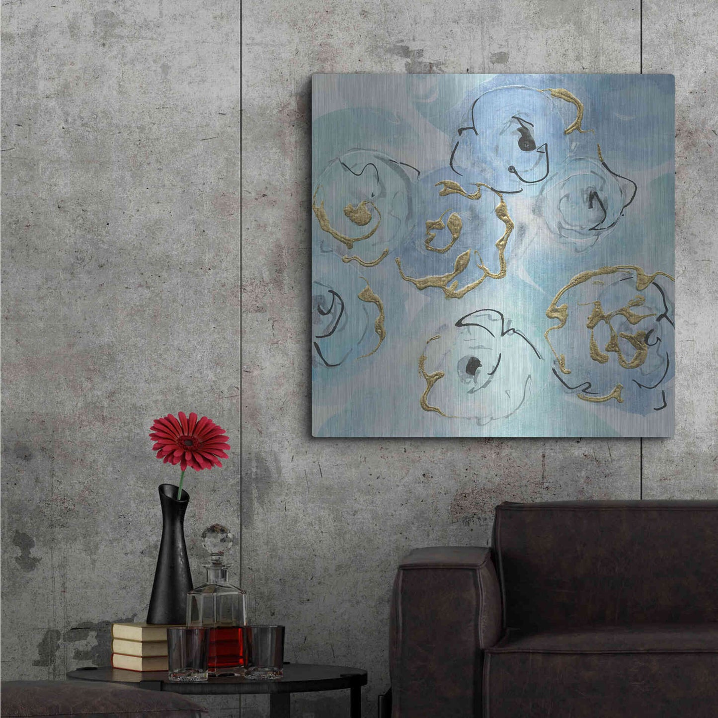 Luxe Metal Art 'Gold Edged Teal II' by Chris Paschke, Metal Wall Art,36x36