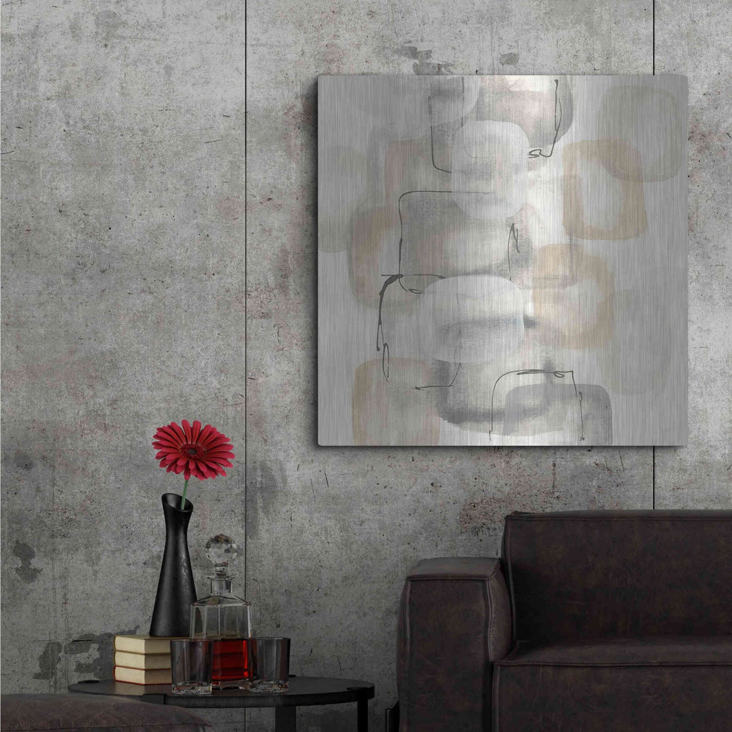 Luxe Metal Art 'Neutral Stacking I' by Chris Paschke, Metal Wall Art,36x36