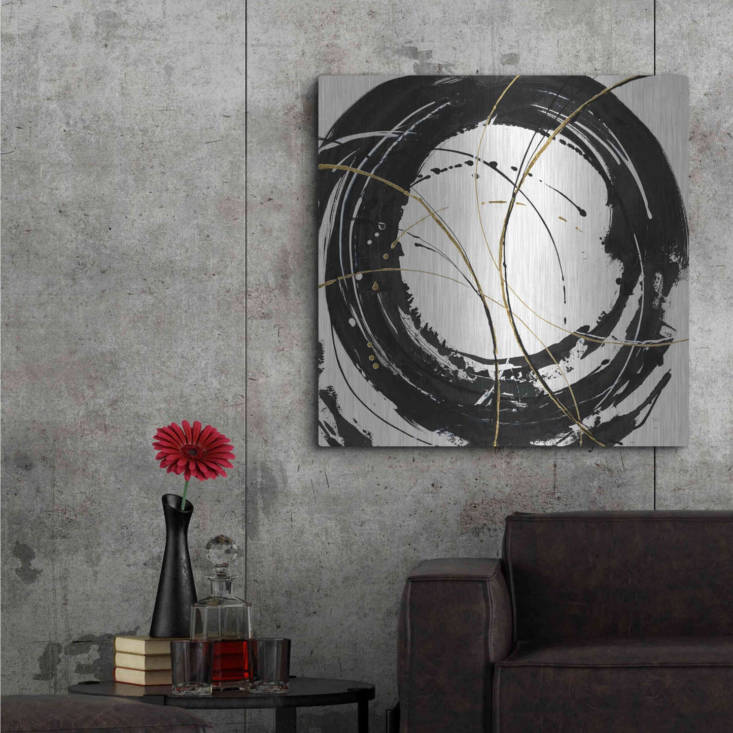 Luxe Metal Art 'Circular Web' by Chris Paschke, Metal Wall Art,36x36