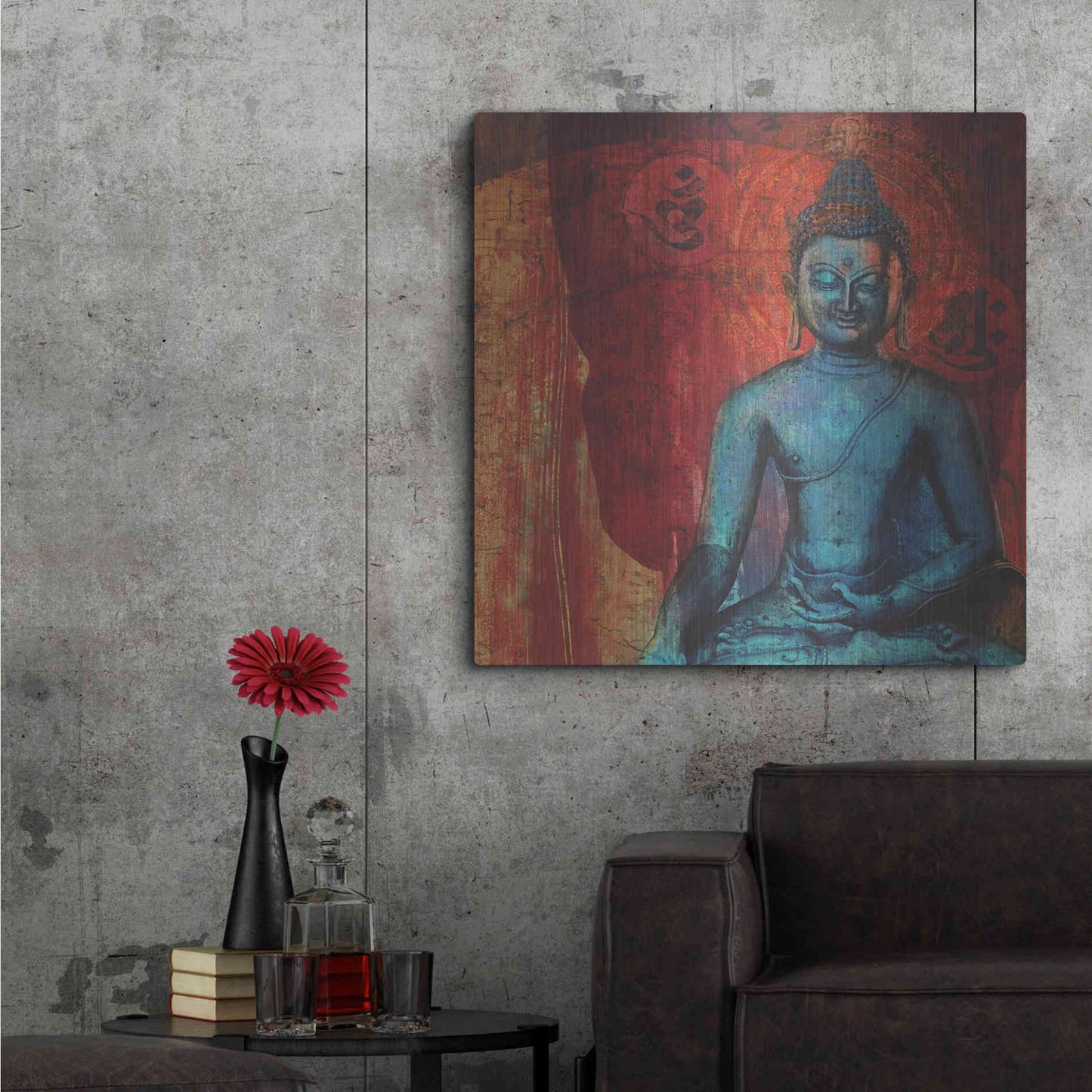 Luxe Metal Art 'Blue Buddha' by Elena Ray, Metal Wall Art,36x36