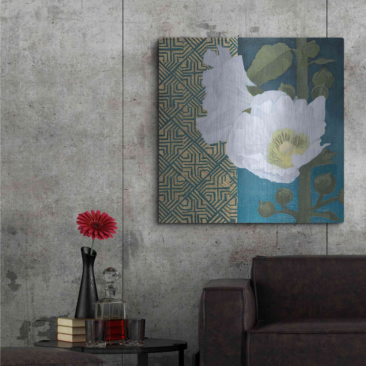 Luxe Metal Art 'Soft Evening III Indigo' by Kathrine Lovell, Metal Wall Art,36x36