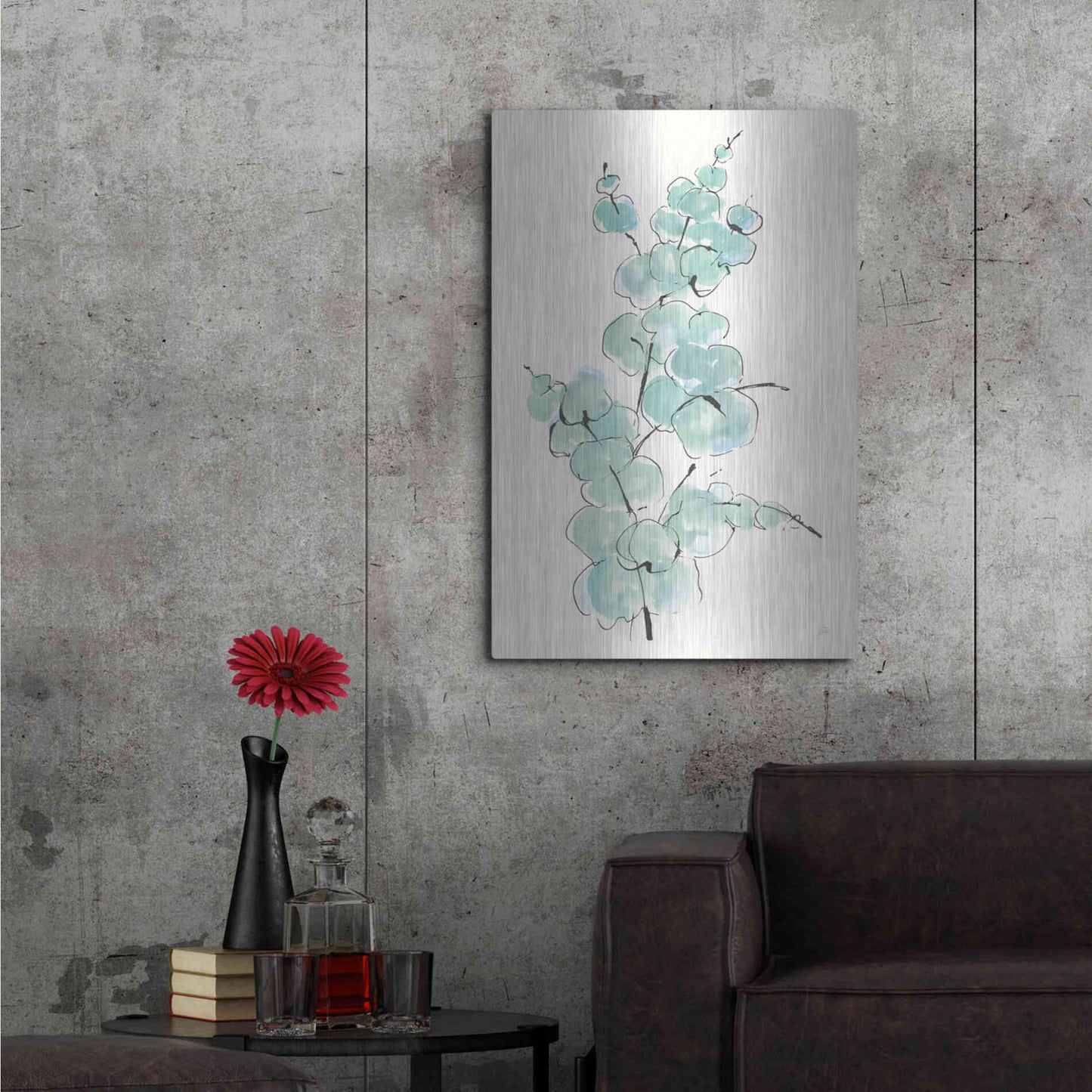 Luxe Metal Art 'Eucalyptus Branch IV' by Chris Paschke, Metal Wall Art,24x36