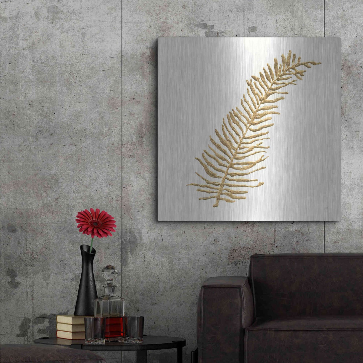 Luxe Metal Art 'Gilded Fern I' by Chris Paschke, Metal Wall Art,36x36