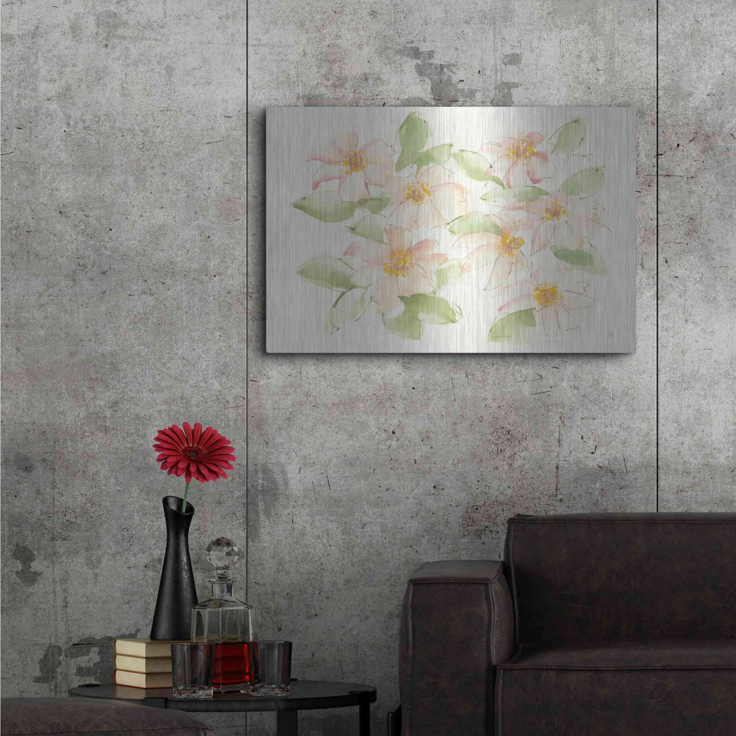 Luxe Metal Art 'Creme Clematis' by Chris Paschke, Metal Wall Art,36x24