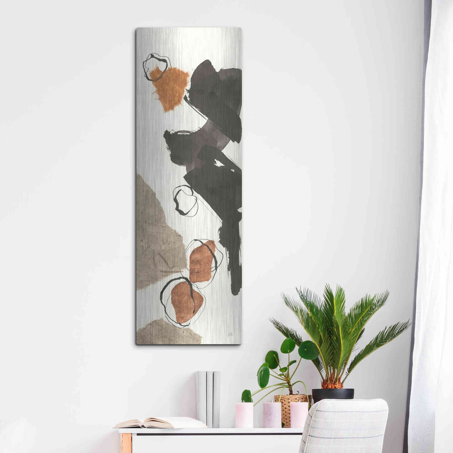 Luxe Metal Art 'Copper Linked I' by Chris Paschke, Metal Wall Art,16x48