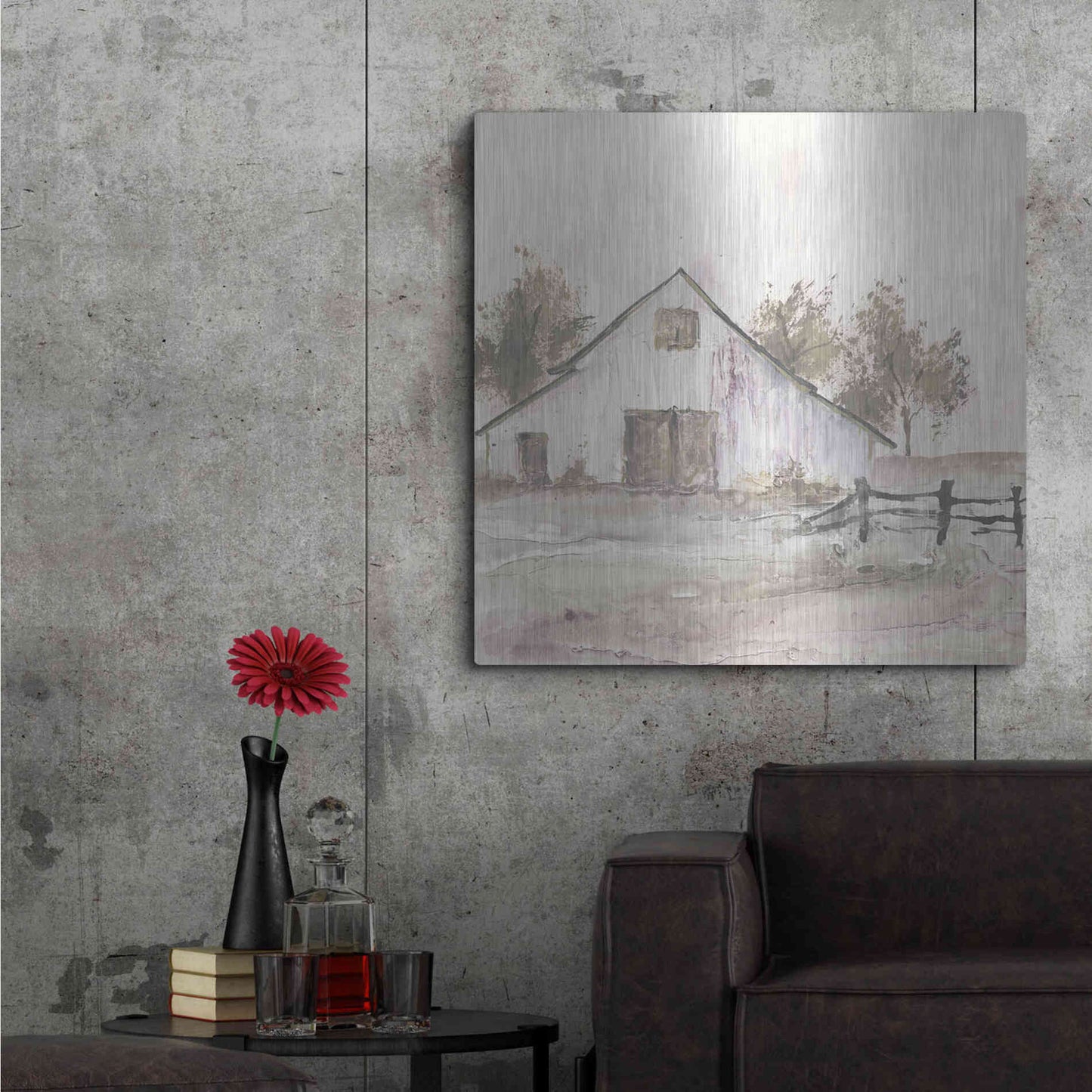 Luxe Metal Art 'White Barn II' by Chris Paschke, Metal Wall Art,36x36
