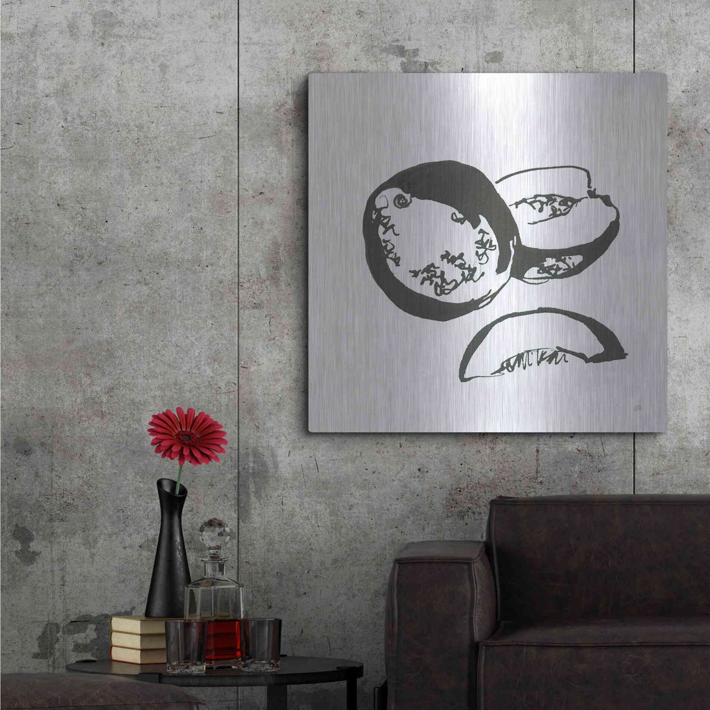 Luxe Metal Art 'Cantaloupe II BW' by Chris Paschke, Metal Wall Art,36x36