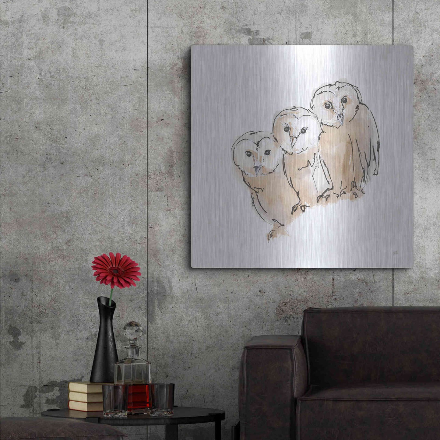 Luxe Metal Art 'Barn Owl III' by Chris Paschke, Metal Wall Art,36x36