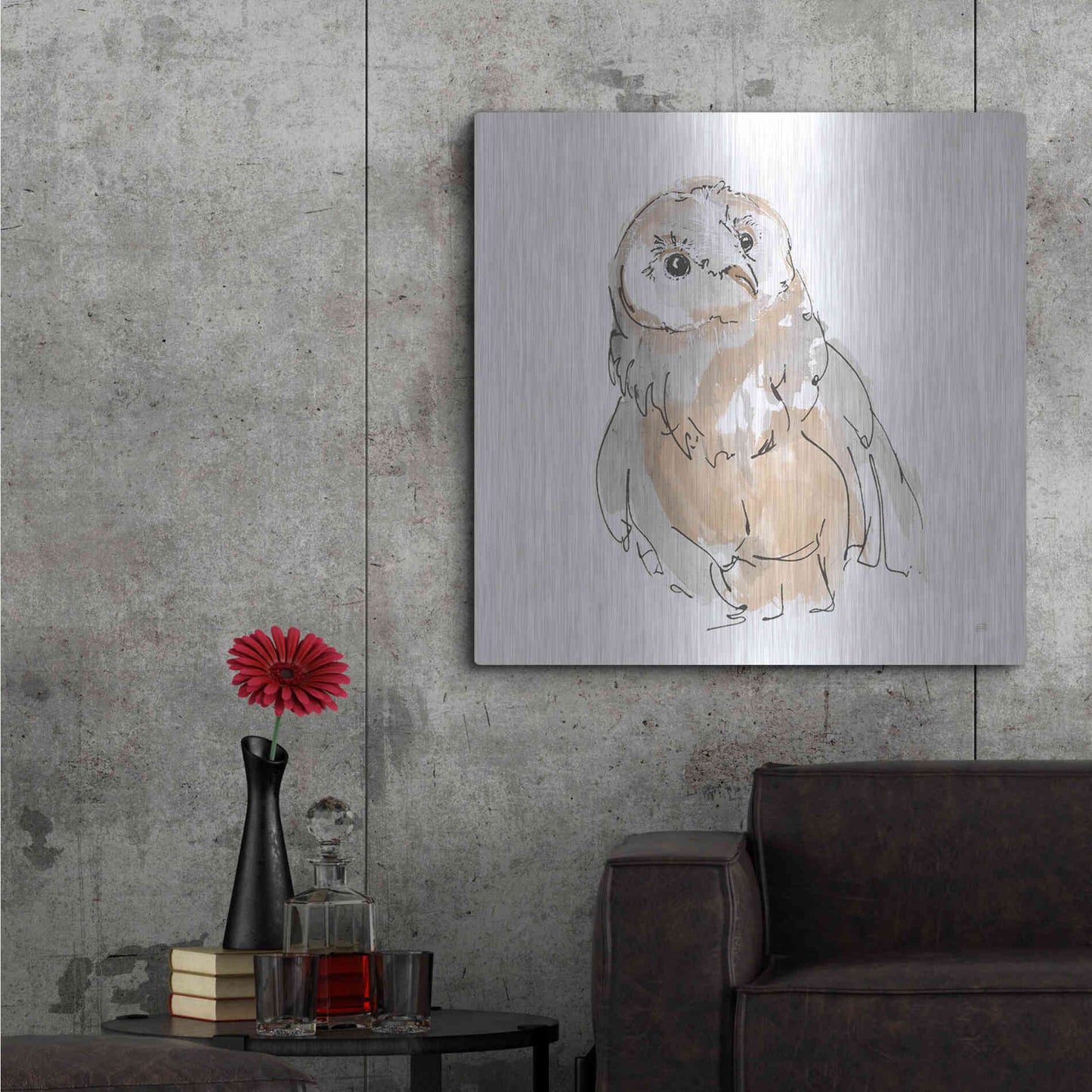 Luxe Metal Art 'Barn Owl V' by Chris Paschke, Metal Wall Art,36x36