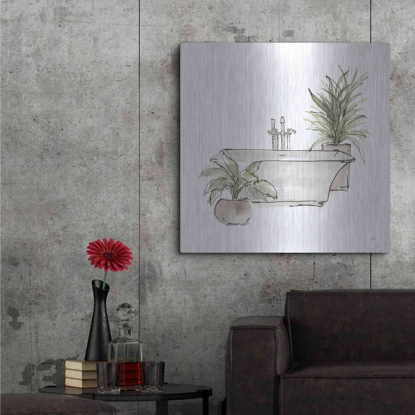 Luxe Metal Art 'Neutral Tub II' by Chris Paschke, Metal Wall Art,36x36