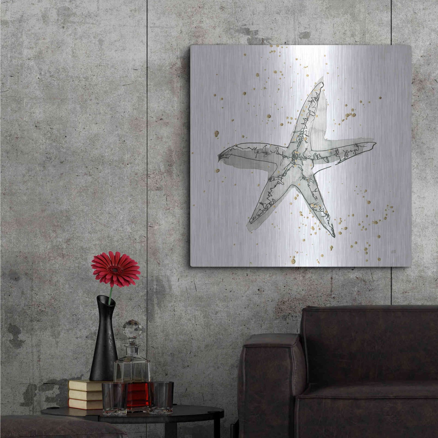 Luxe Metal Art 'Starfish I' by Chris Paschke, Metal Wall Art,36x36